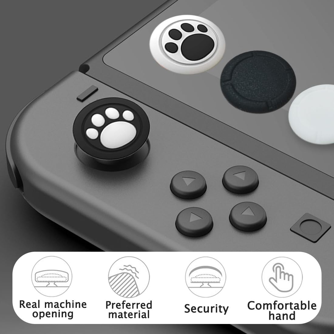 16 Pcs Replacement Joystick Caps for Nintendo Switch - Anti-Slip Silicone Thumb Grip Covers with Cat Claw Design - Perfect for Gaming, Travel & Protecting Your Switch Controllers