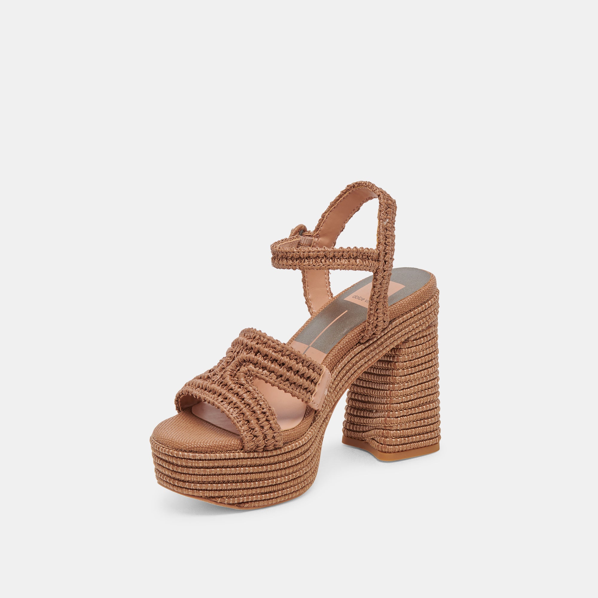 LACYE Women's Brown Woven High Heels - Comfortable Dress Shoes for Work, Party & Special Occasions
