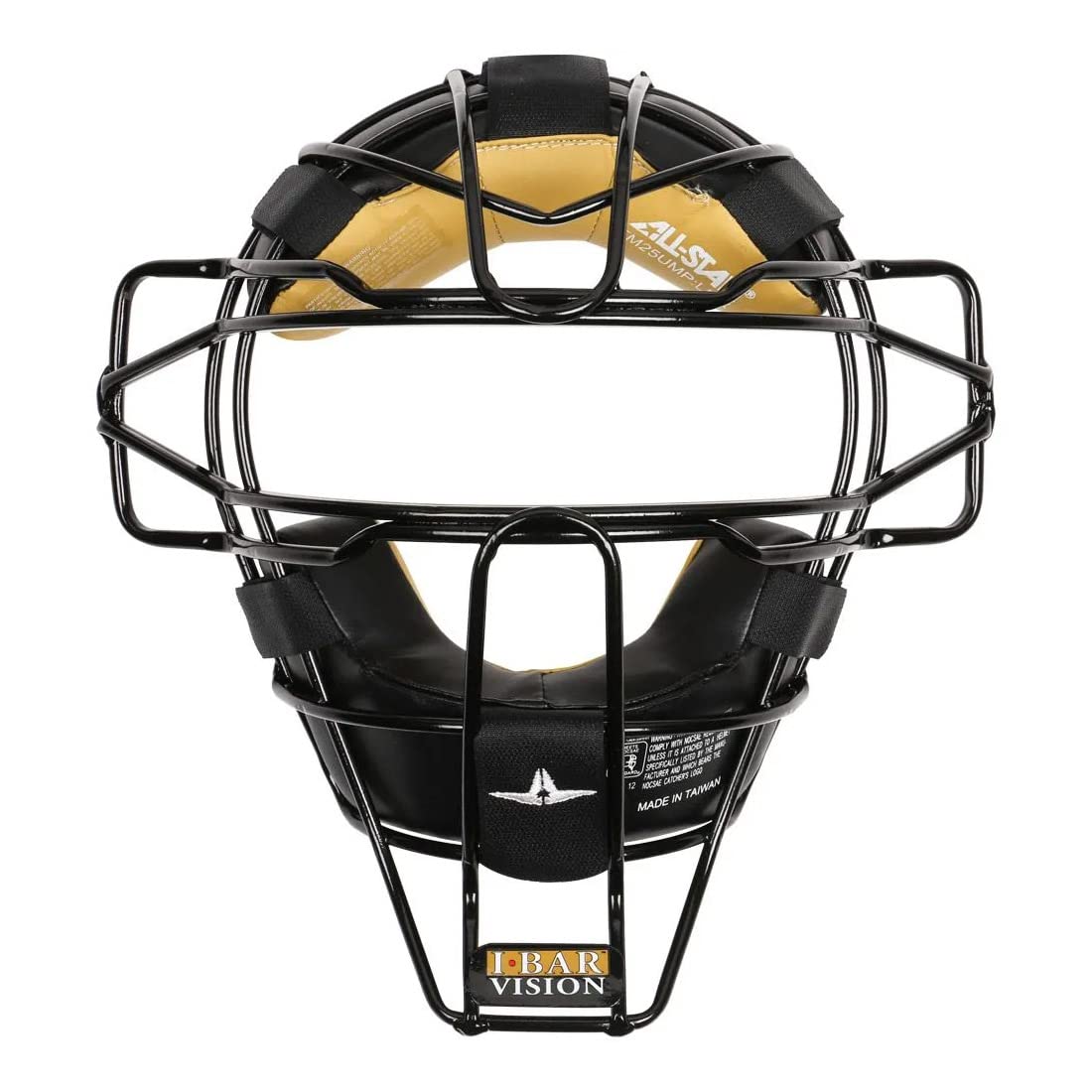 All-Star FM25UMP:LMXBK Umpire Face Mask with Traditional Harness & I-Bar Cage - Black LMX Pads for Baseball/Softball Umpires - Perfect for Professional Games & Youth Leagues