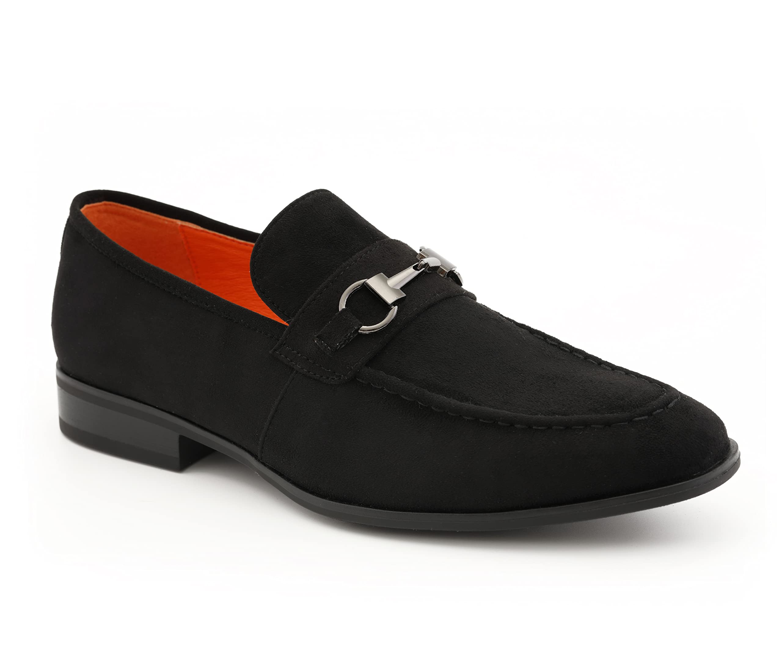 Amali Bradford Men's Microfiber Slip-On Loafers with Gold Metal Bit - Formal Dress Shoes for Business, Wedding & Office - Comfortable Smoking Slippers for Men