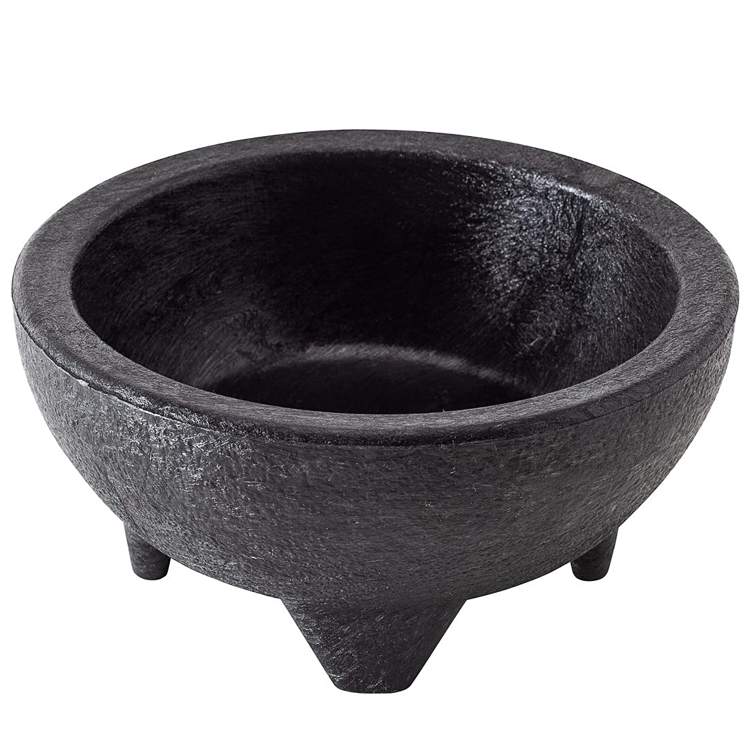10oz Molcajete-Style Salsa Bowls - 3-Legged Black Plastic Serving Dishes | Microwave & Dishwasher Safe, Shatterproof | Perfect for Guacamole, Dips, Nuts, Candy & Condiments | Ideal for Parties, Mexican Cuisine & Everyday Use