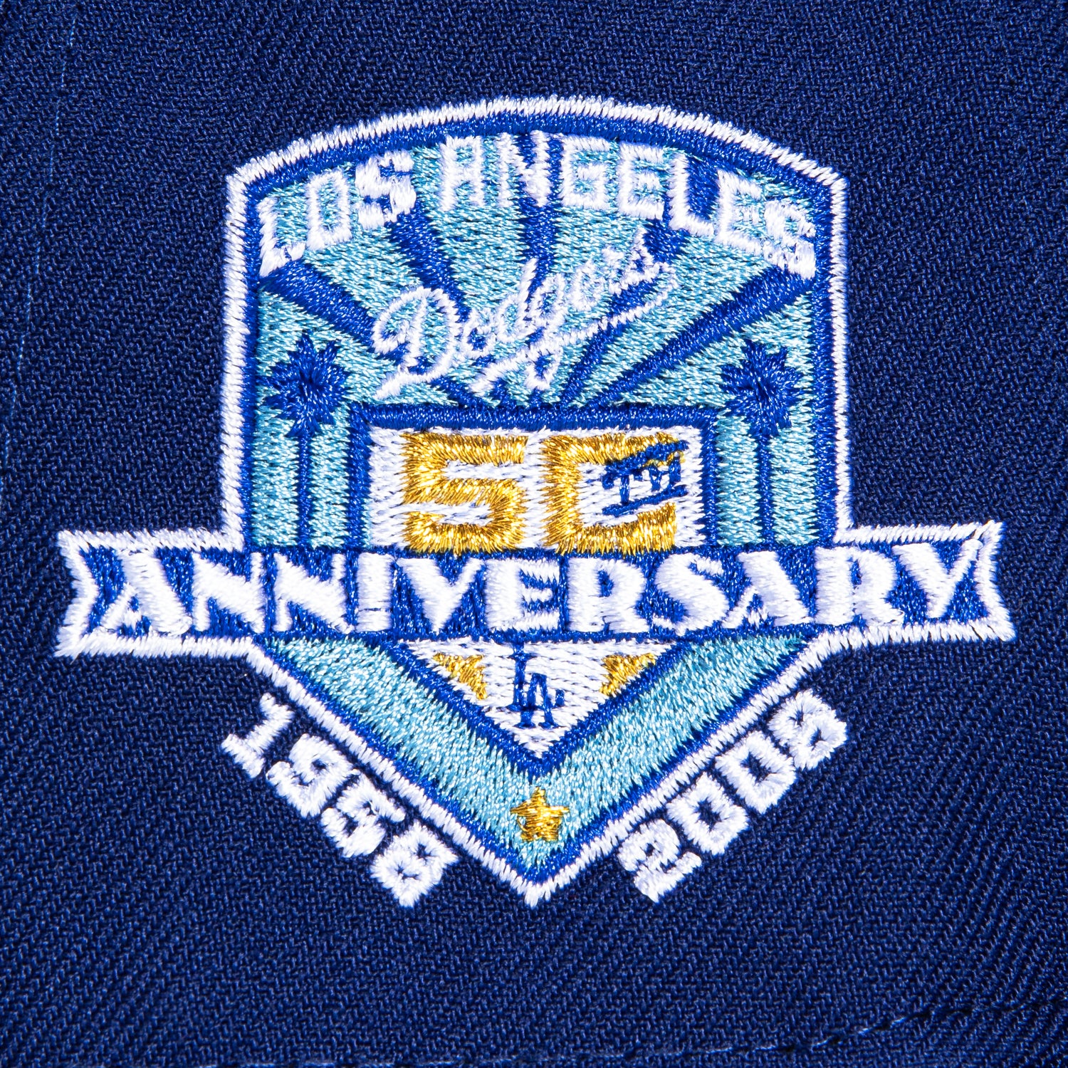 New Era 59Fifty Los Angeles Dodgers 50th Anniversary Patch Hat - Royal & White - Perfect for Baseball Games, Fan Collections & Streetwear Fashion