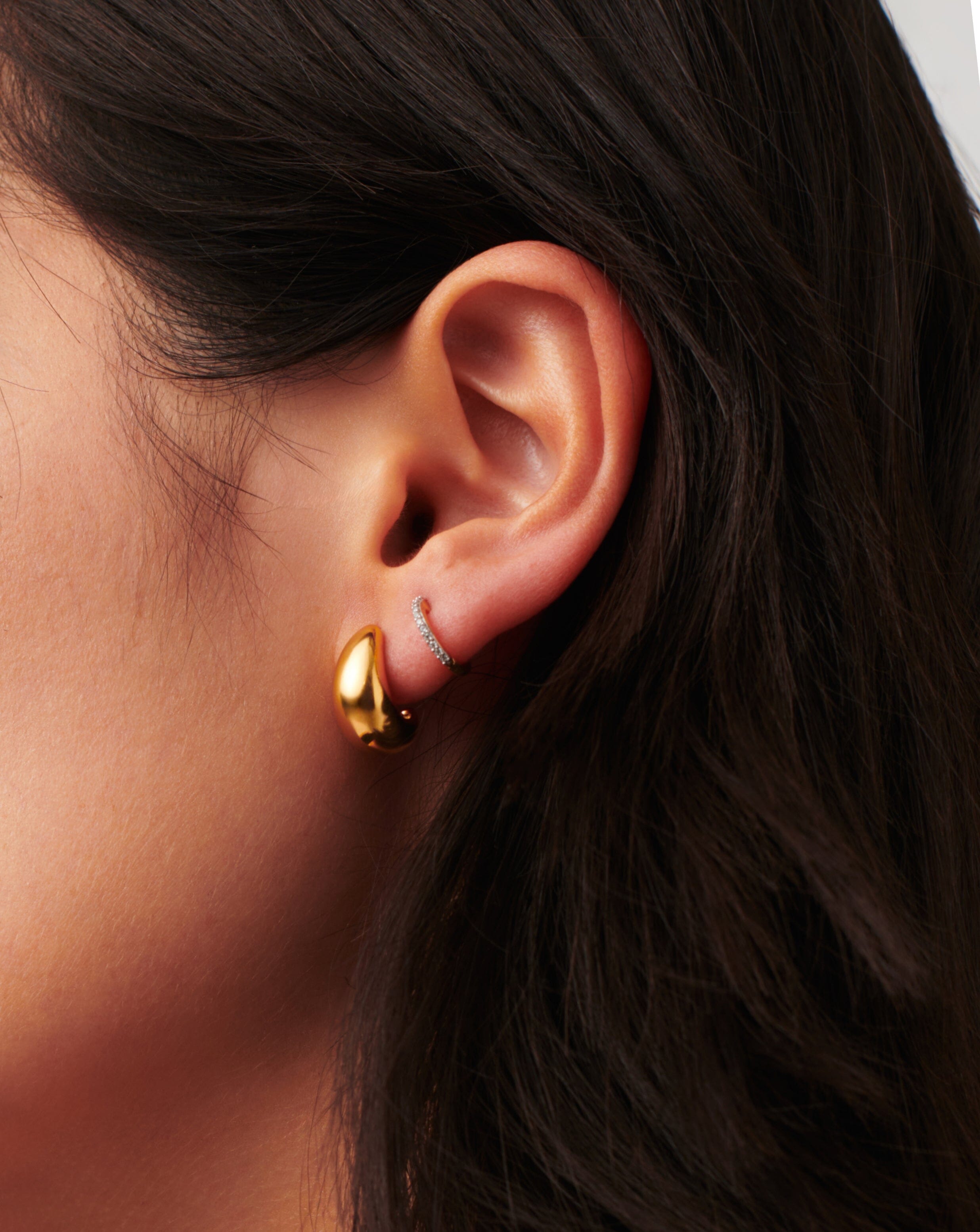 Savi Dome Mini Hoop Earrings - 14K Gold Plated Small Hoops for Women, Dainty Everyday Jewelry Gift - Perfect for Work, Date Night & Casual Outfits