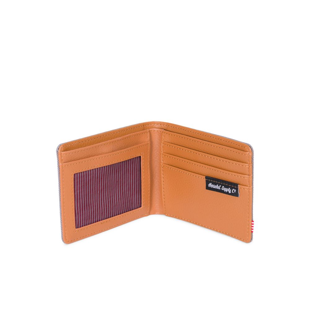 Herschel Hank Wallet for Men & Women - Slim RFID Blocking Bifold Wallet with ID Window - Stylish & Durable Grey Leather Wallet - Perfect for Travel, Work & Everyday Use