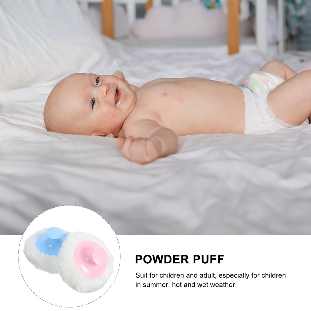 EXCEART 4Pcs Baby Talcum Powder Puff with Short Handles - Large Round Velour Body Powder Puff for Smooth Loose Powder Application | Makeup & Cosmetic Sponge for Babies, Kids & Adults | Perfect for Daily Skincare, Post-Bath Use & Gentle Makeup Blending
