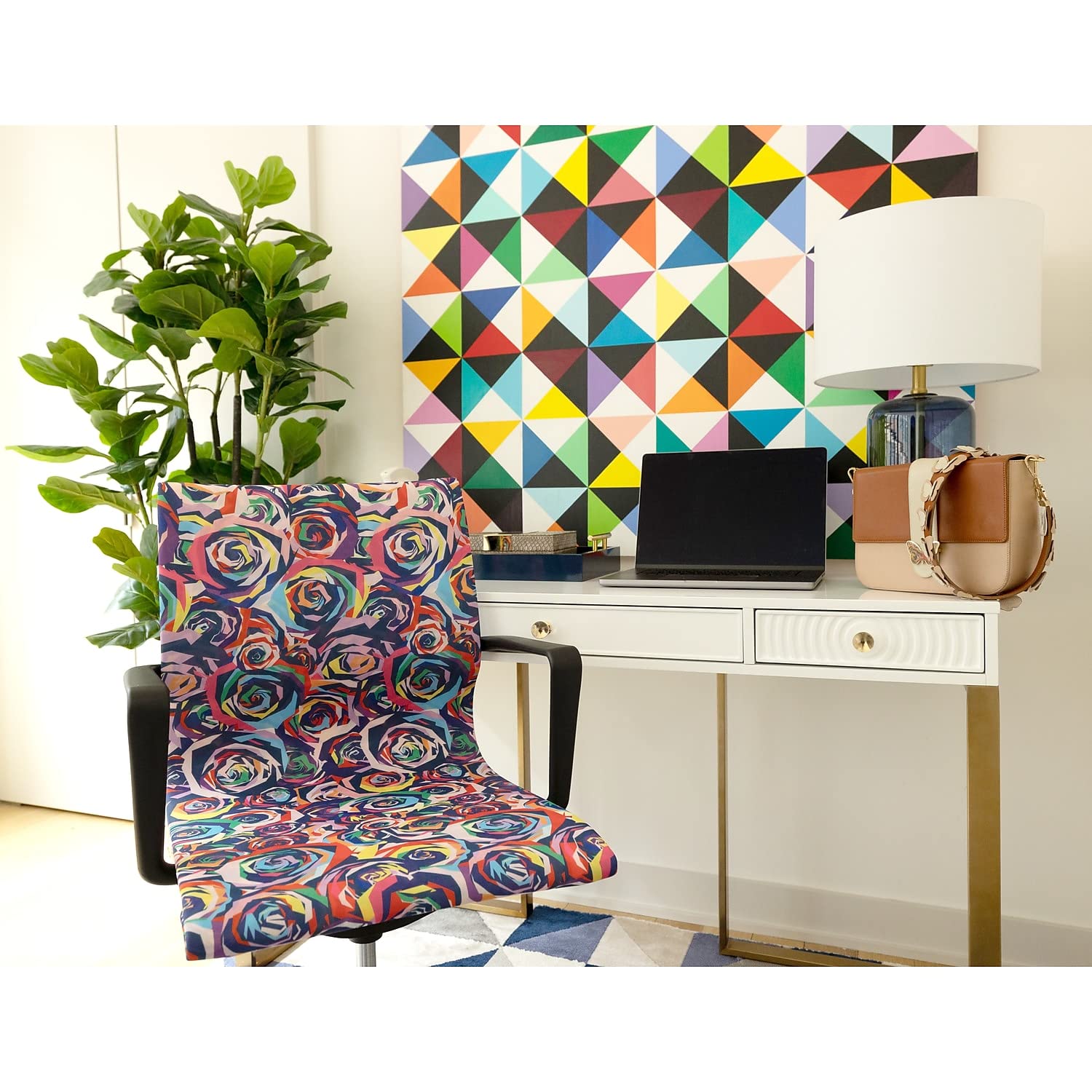 Eurotech Seating Elizabeth Sutton Collection Wynwood Multi Rose Task Chair - Ergonomic Nylon Office Desk Chair with Black Frame & Silver Accents - Perfect for Home Office, Study & Workspace