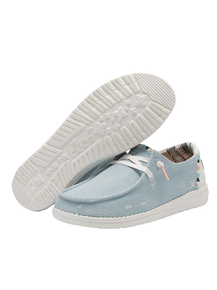 Hey Dude Women's Wendy Boho Comfortable Slip-On Shoes - Light Denim Wash, Size 11A | Casual Walking, Travel & Everyday Wear