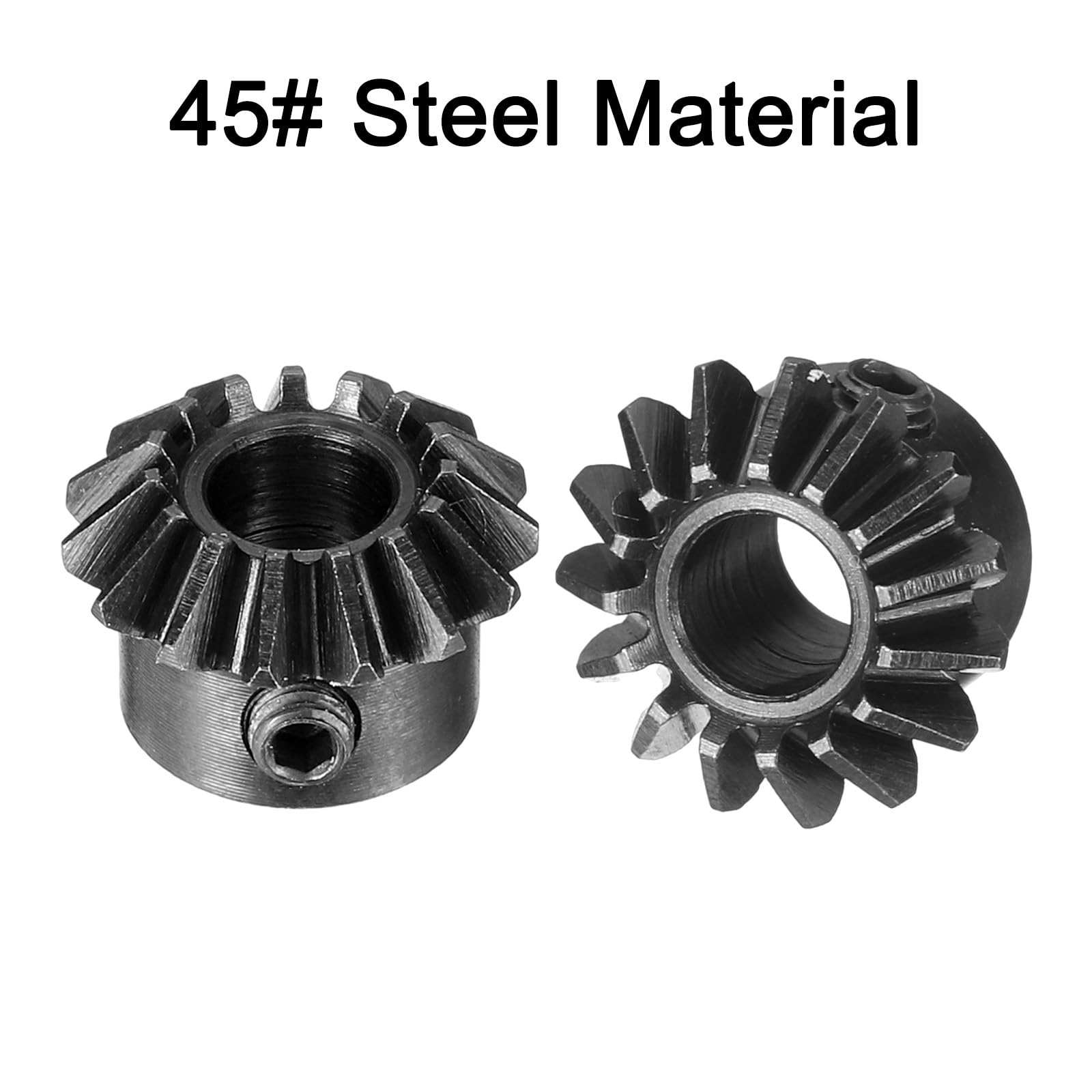 uxcell 2pcs 45# Steel Bevel Gear Set - 0.8 Module, 1:1 Reduction Ratio, 15T 5mm Hole Diameter, 45 Degree Angle for Mechanical Rotation - Perfect for Robotics, RC Cars, and Industrial Machinery Applications