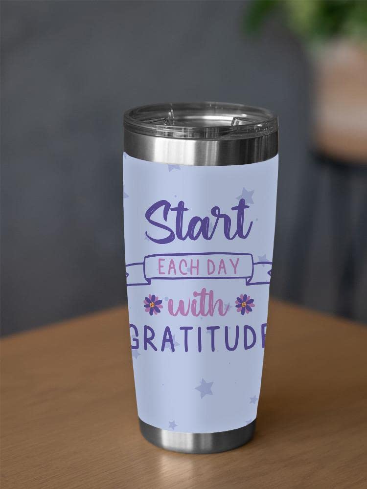 Gratitude Tumbler - Inspirational 20oz Stainless Steel Water Bottle with Motivational Quote - Perfect for Coffee, Tea & Daily Hydration - Ideal for Office, Gym & Travel - SmartPrintsInk Designs
