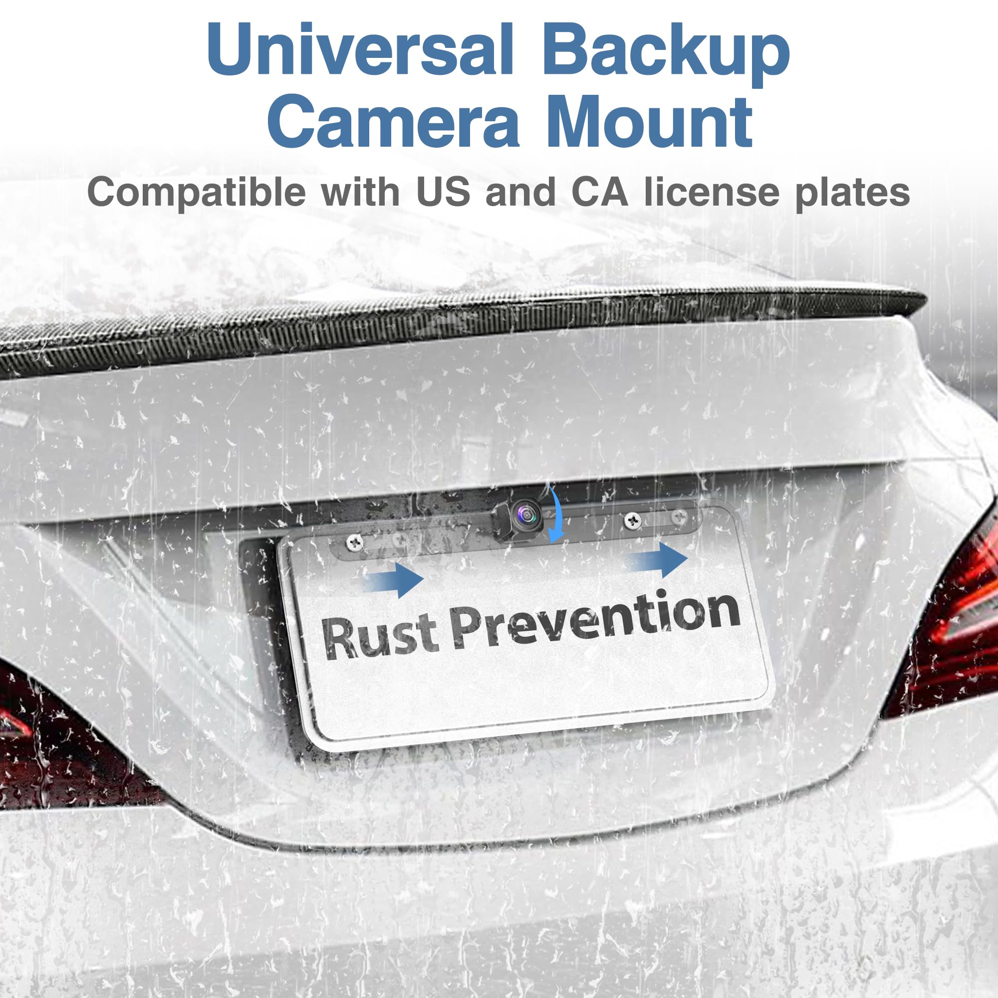 Pixelman Universal Stainless Steel Backup Camera License Plate Mount - Compatible with Mirror Cam, Dash Cam & Rear View Cameras - Durable & Easy Installation for Cars, Trucks, SUVs - Perfect for Parking Assistance & Safety Monitoring