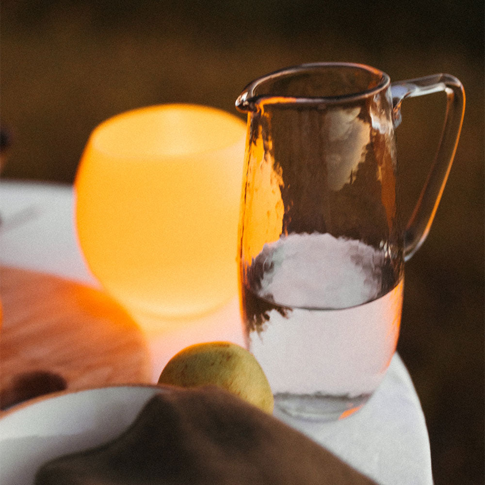 Premium Dimpled Glass Pitcher with Ergonomic Handle - 68oz Iced Tea & Lemonade Pitcher for Summer Drinks, Entertaining & Outdoor Parties