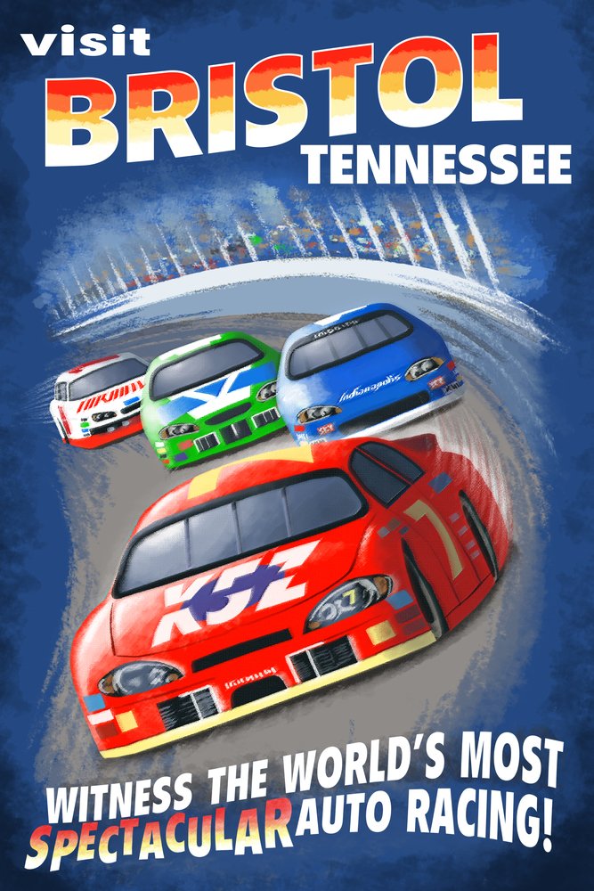 Lantern Press Bristol Tennessee Racecar Scene Wall Art - 16x24 Wrapped Canvas Print for Home & Office Decor - Perfect for Racing Fans & Motorsport Enthusiasts