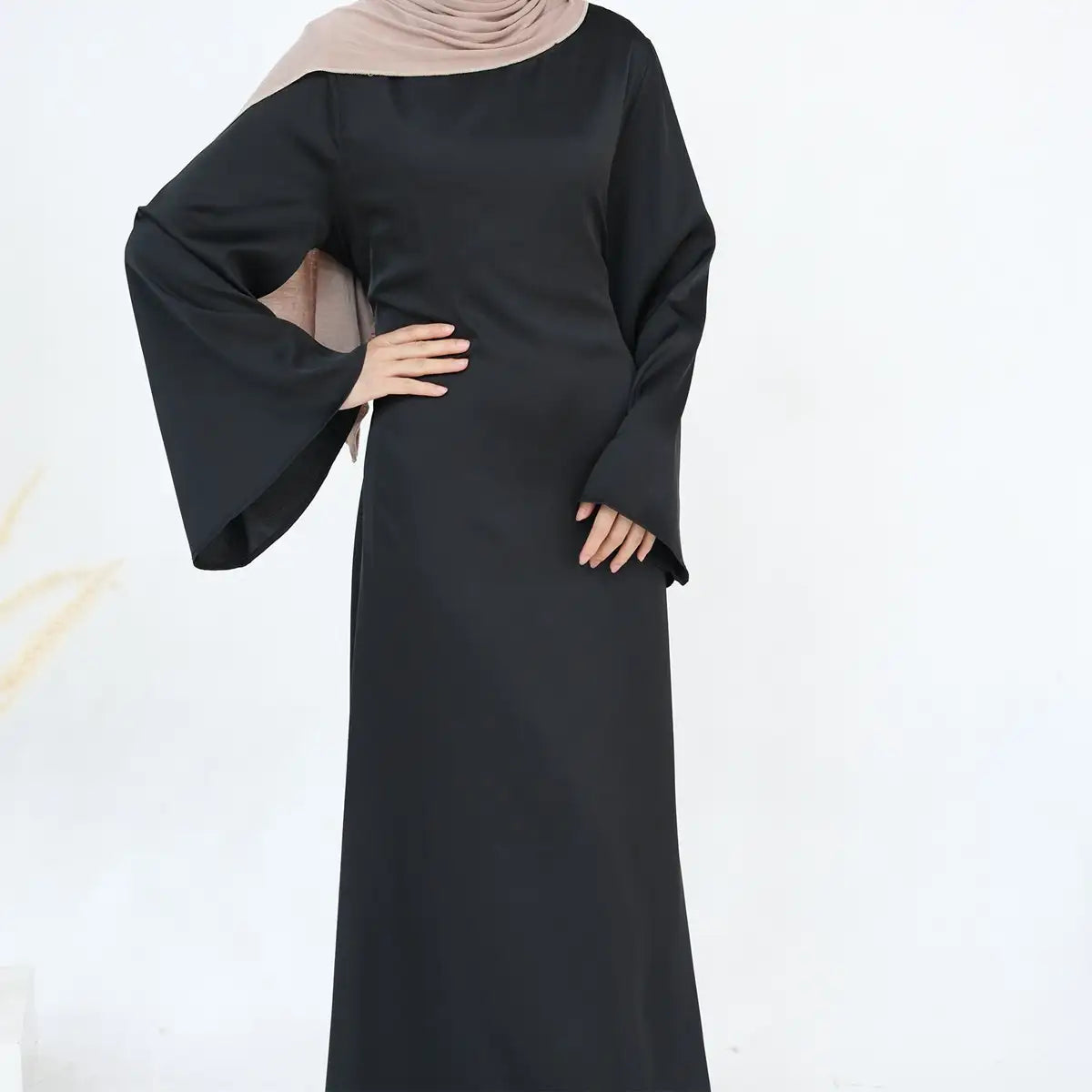 Adjustable Belt Satin Abaya Dress for Women - Modest Islamic Prayer Dress with Comfortable Fit - Perfect for Eid, Ramadan, and Special Occasions