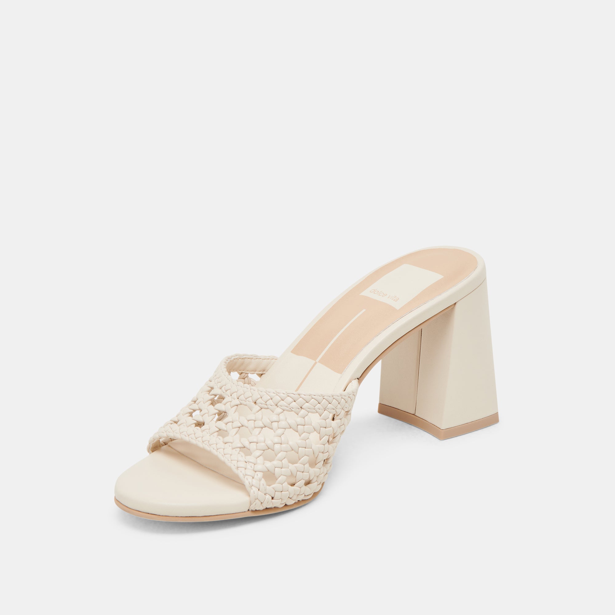 MARGOE Women's High Heels - Cream Woven Leather Stella Pumps for Parties, Weddings & Evening Events