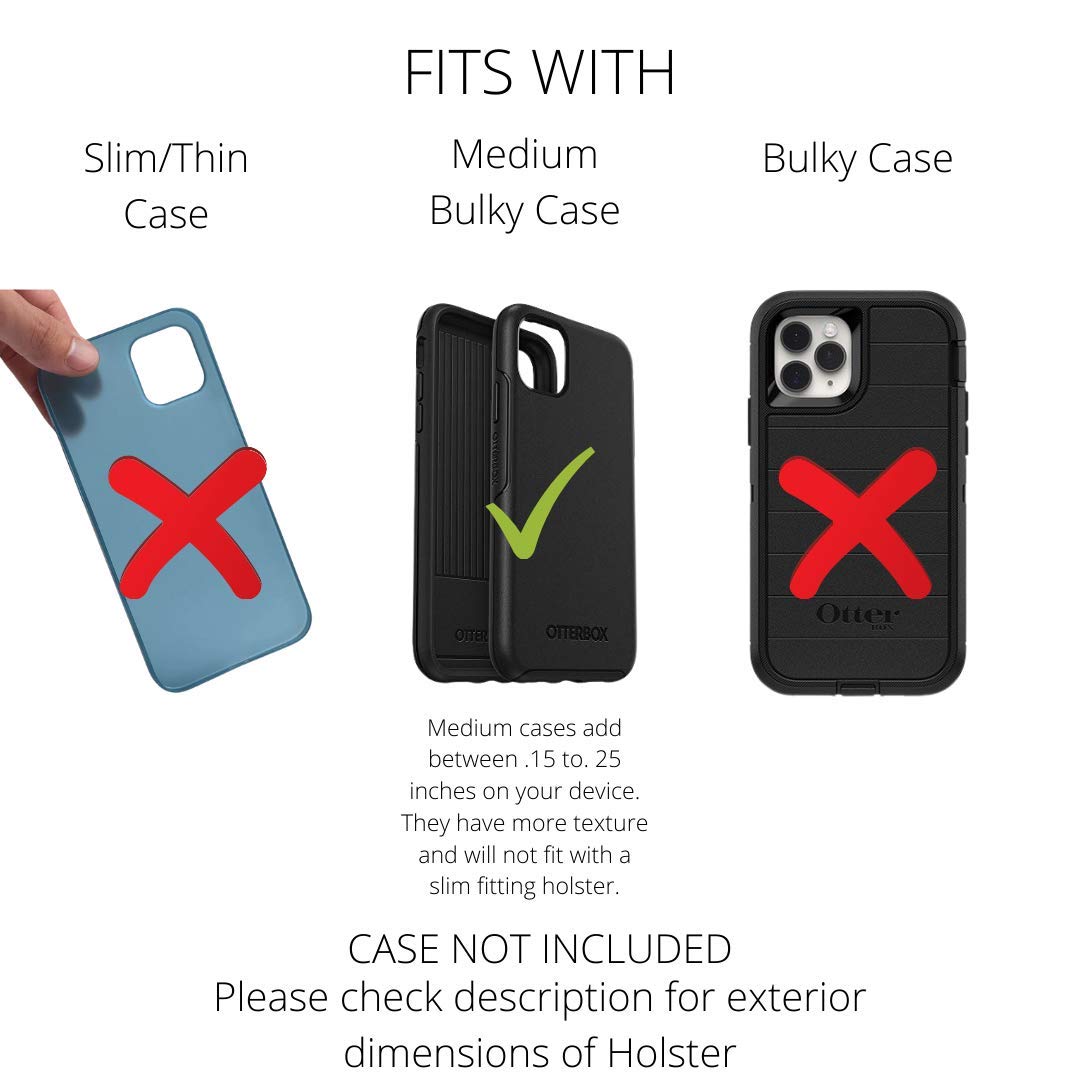 Premium Leather Phone Holster for Samsung Galaxy S25/S24/S23/S22/S21/S20 - Black Belt Clip Phone Holder for Shockproof & Symmetry Cases - Durable Metal Clip Cell Phone Pouch for Commuting, Hiking & Outdoor Activities