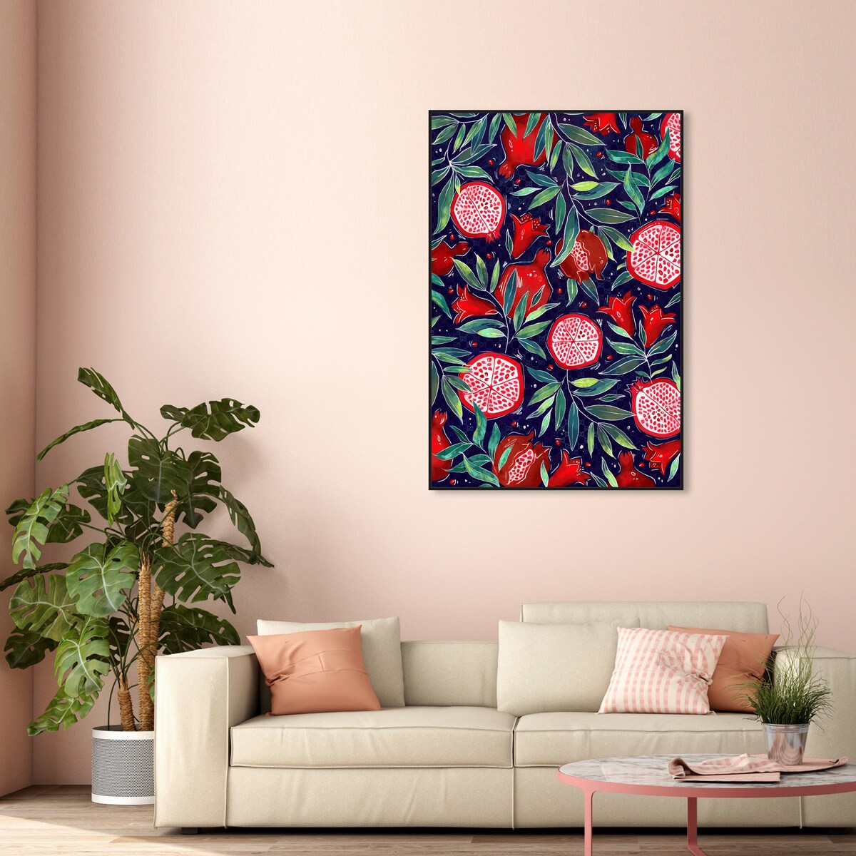 Blooming Tropical Flowers Framed Canvas Wall Art - White Cabin & Lodge Decor for Kitchen, Living Room, Bedroom | Nature Inspired Floral Print for Home & Office