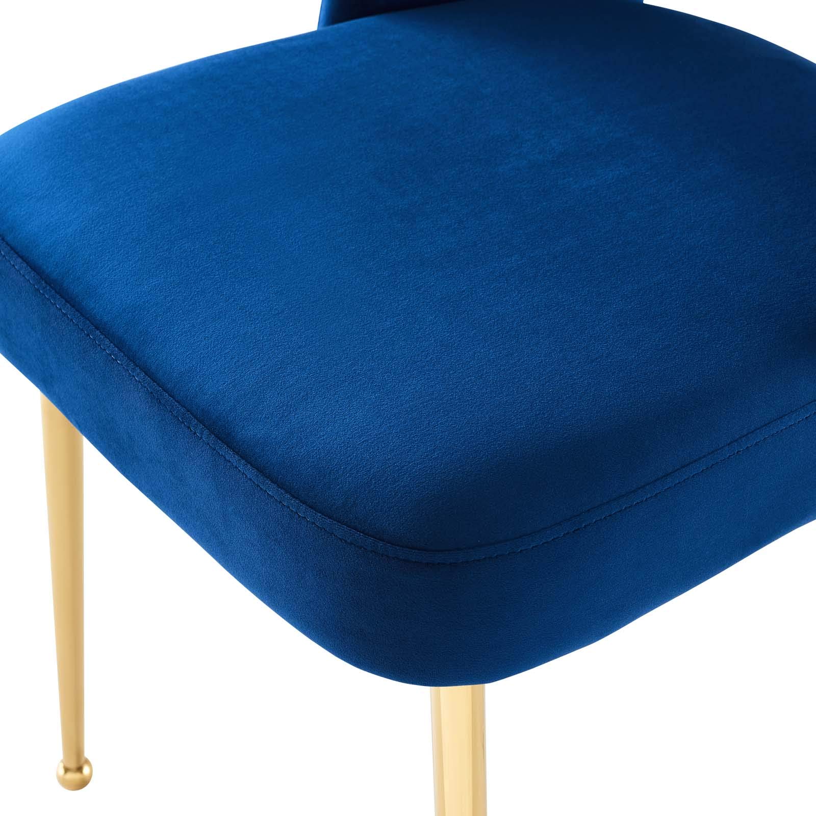 Modern Velvet Dining Chair - Navy Blue Metal Frame Side Chair for Kitchen & Dining Room | Stylish & Comfortable Seating for Home, Office, or Restaurant