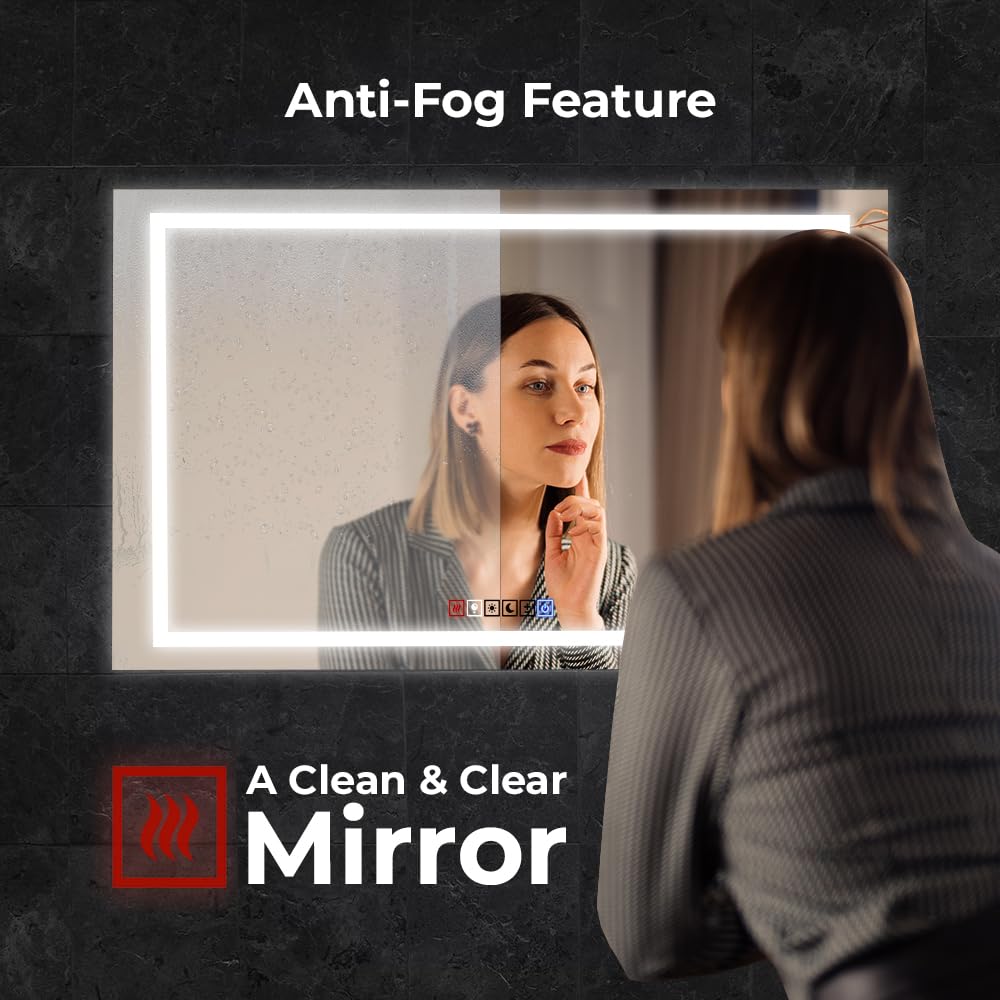 20x30 Inches LED Bathroom Mirror with Anti-Fog & Dimmable Lights - Backlit & Front Lit Vanity Mirror with Tempered Glass & Memory Function - Perfect for Modern Bathrooms, Makeup Vanity & Spa Decor