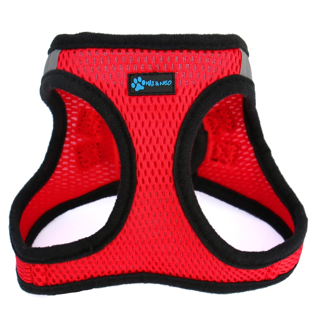 Max & Neo Nanu Reflective Small Dog Harness - Medium Size, Vibrant Red - Supports Dog Rescues (1 Donated per Purchase) - Perfect for Night Walks & Outdoor Adventures