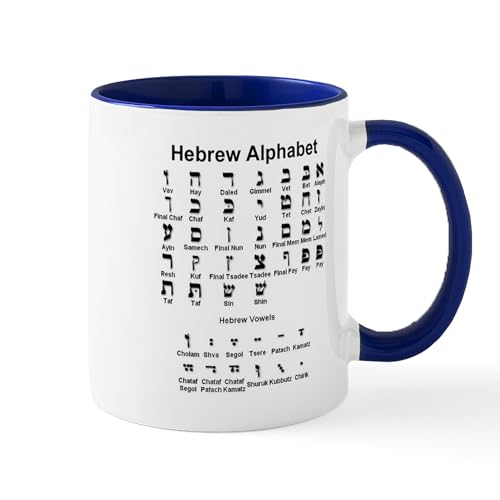 White/Navy Inside - Hebrew Alphabet Mug