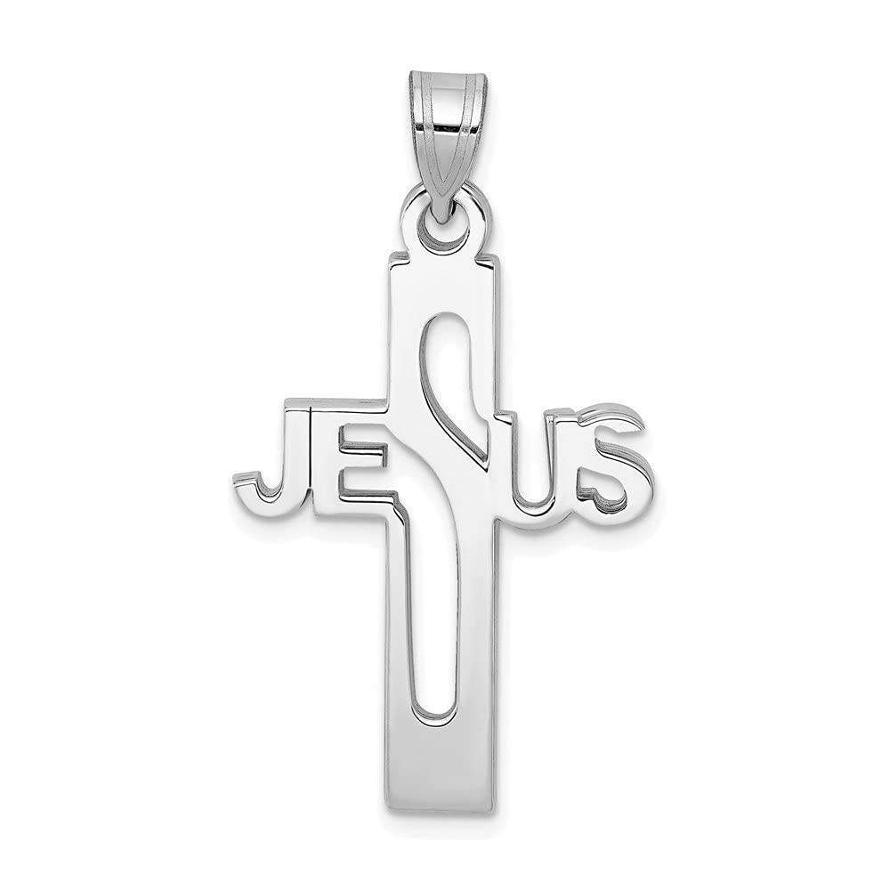 925 Sterling Silver Jesus Cross Pendant Necklace - 35.5mm x 20.25mm Medium Size Religious Jewelry for Men & Women - Perfect for Baptism, Confirmation & Daily Wear