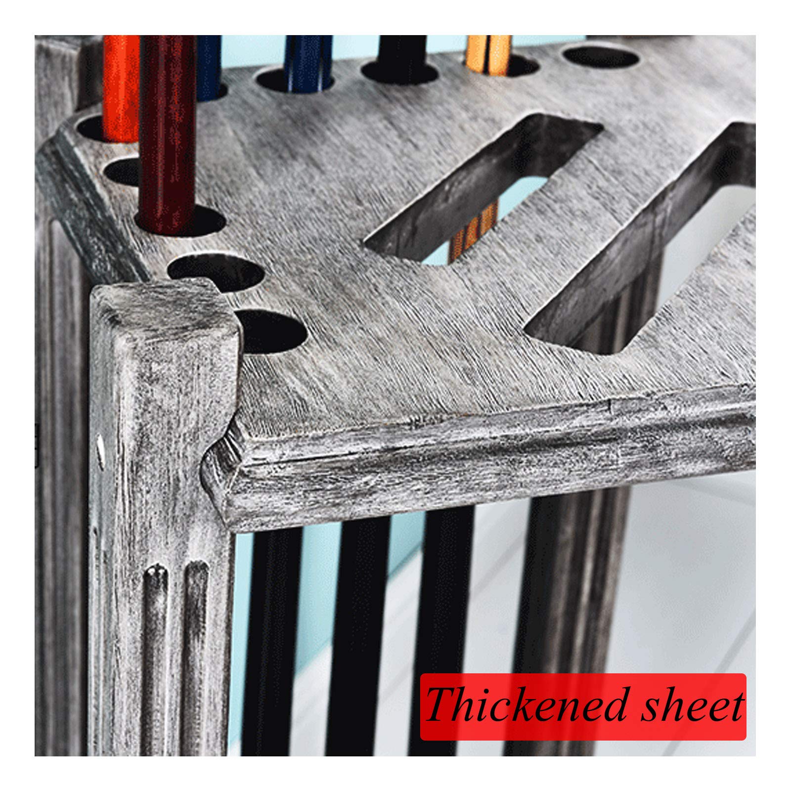 **AILILI Solid Wood Pool Cue Rack - 27x15x15in Billiard Stick Stand, Retro Style Silver Grey Finish, Holds 10 Cues - Corner Floor Cue Holder for Pool Bars, Clubs & Game Rooms**