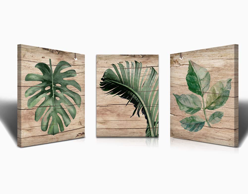 Banana Leaf Nature Wall Art Canvas Painting - Tropical Green Leaf Decor for Kitchen, Living Room, Bedroom | Handmade Botanical Artwork for Home & Office Decoration | Perfect for Boho, Coastal, or Jungle Themed Interiors