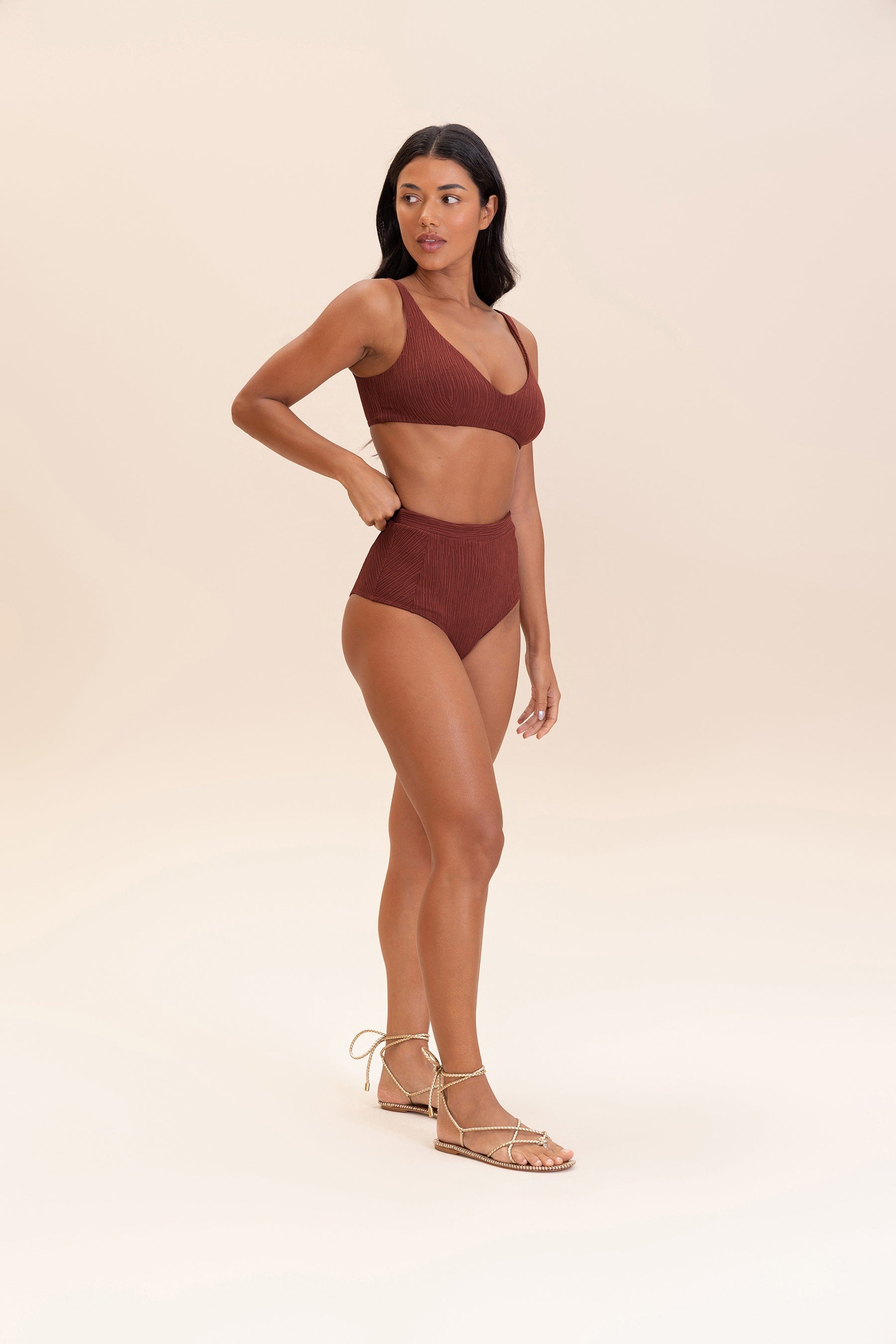 Women's Sexy High Waisted Curl Hot Pant Bikini Bottom - Retro Swimwear for Beach, Pool & Summer Vacations