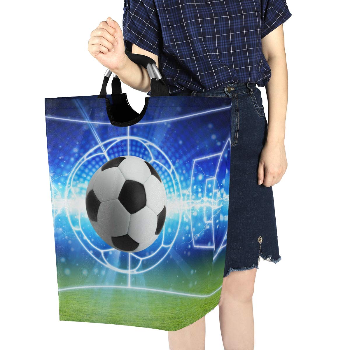 AUUXVA Collapsible Laundry Hamper - Foldable Sports Ball Design Clothes Basket for Soccer, Football & Laundry Storage | Perfect for Bedroom, Dorm, Kids Room & Toy Organization