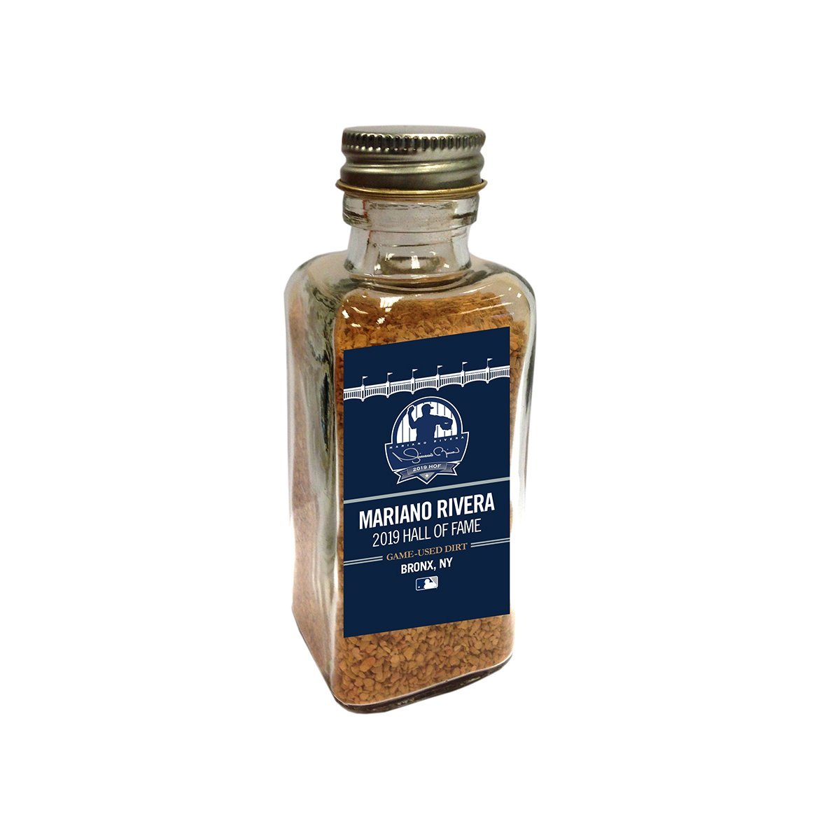 Authentic Mariano Rivera New York Yankees 2013 Yankee Stadium Game-Used Dirt Jar with Official Logo - Perfect for Baseball Memorabilia Collectors and Yankees Fans Display