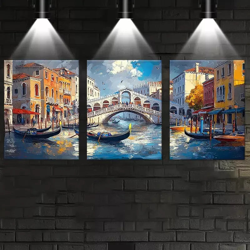 3-Piece Prosperous Water City with Building View Art Set - 50x70cm Framed Canvas Wall Art | High-Quality Print | 100% Australian Made | Ready to Hang | Perfect for Living Room, Bedroom & Office Decor