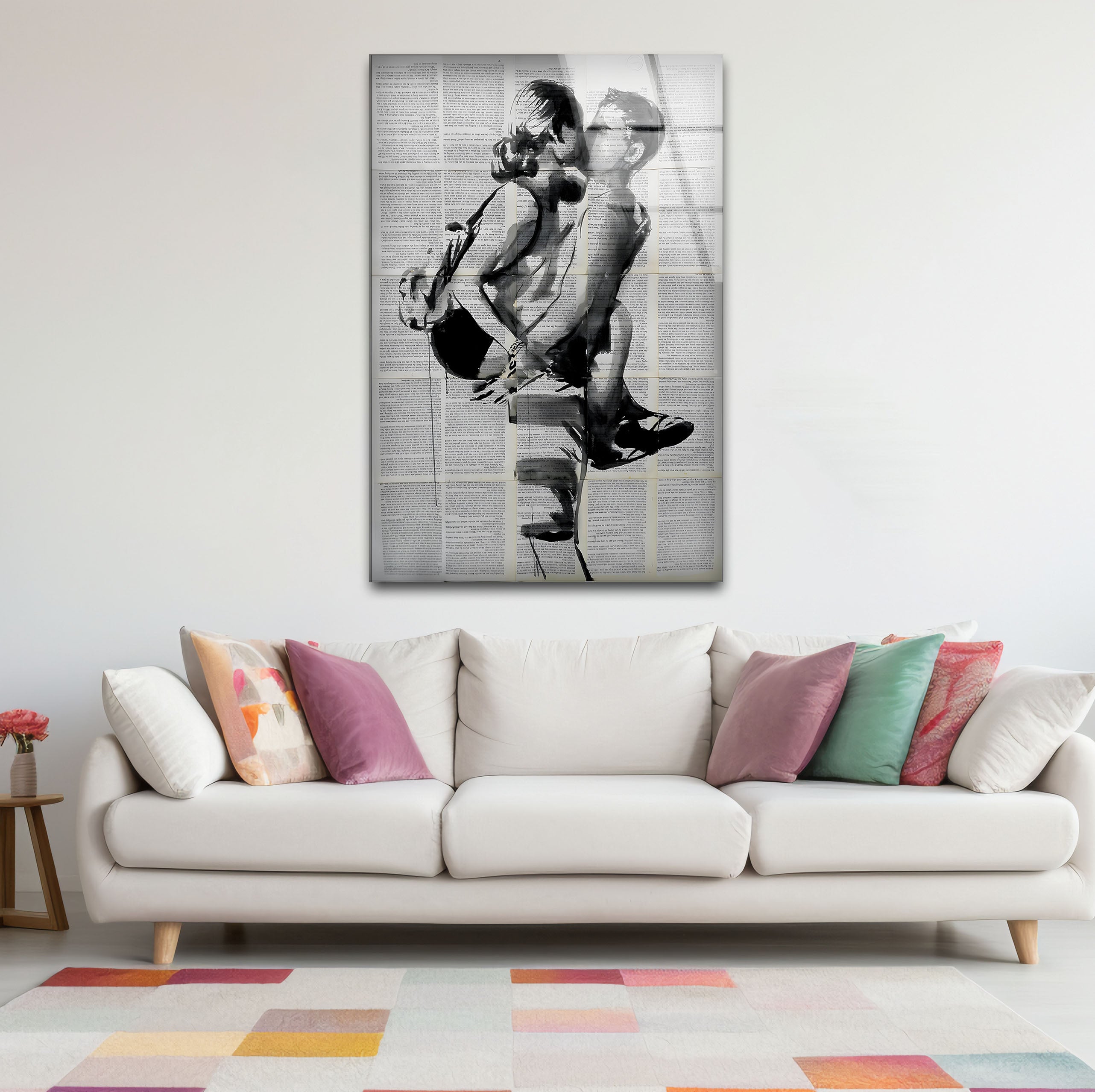 Black and White Erotic Glass Wall Art - Modern Abstract Home Decor for Bedroom, Living Room & Office - Unique Handmade Glass Painting for Contemporary Interior Design