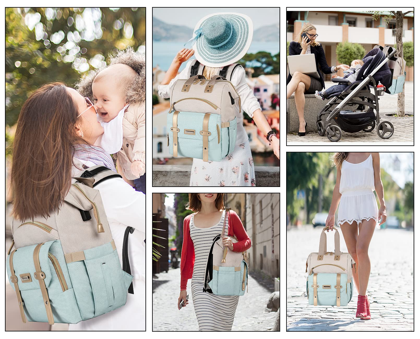 Jiefeike Diaper Backpack for Baby Boys & Girls - Insulated Travel Diaper Bag with USB Charging Port, RFID Anti-Theft & Water-Resistant Pockets - Perfect for Parents, Stroller Straps & On-the-Go Families (Ideal for Daycare, Travel & Outdoor Adventures)