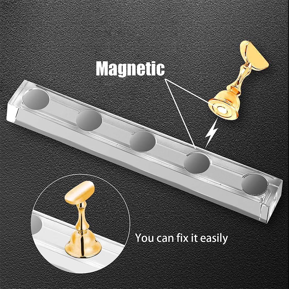 NAILWIND Magnetic Acrylic Nail Display Stand - Professional Nail Tip Holder for Salon & Home Use - Perfect for Nail Art Practice, False Nail Application & DIY Manicures (Black, 1 Set) - Ideal for Nail Technicians, Beauty Students & At-Home Nail Enthusiasts