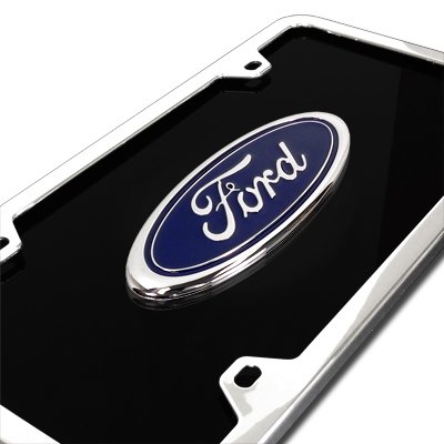 Ford Black Acrylic License Plate with Chrome Frame Kit - Durable Car License Plate Cover for Ford Vehicles - Perfect for Customization & Protection (Fits Most Ford Models) - Ideal for Car Enthusiasts & Show Vehicles