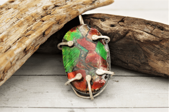 Natural Ammolite Pendant Necklace - Genuine Iridescent Fossil Jewelry for Women - Perfect for Gifts, Parties & Special Occasions