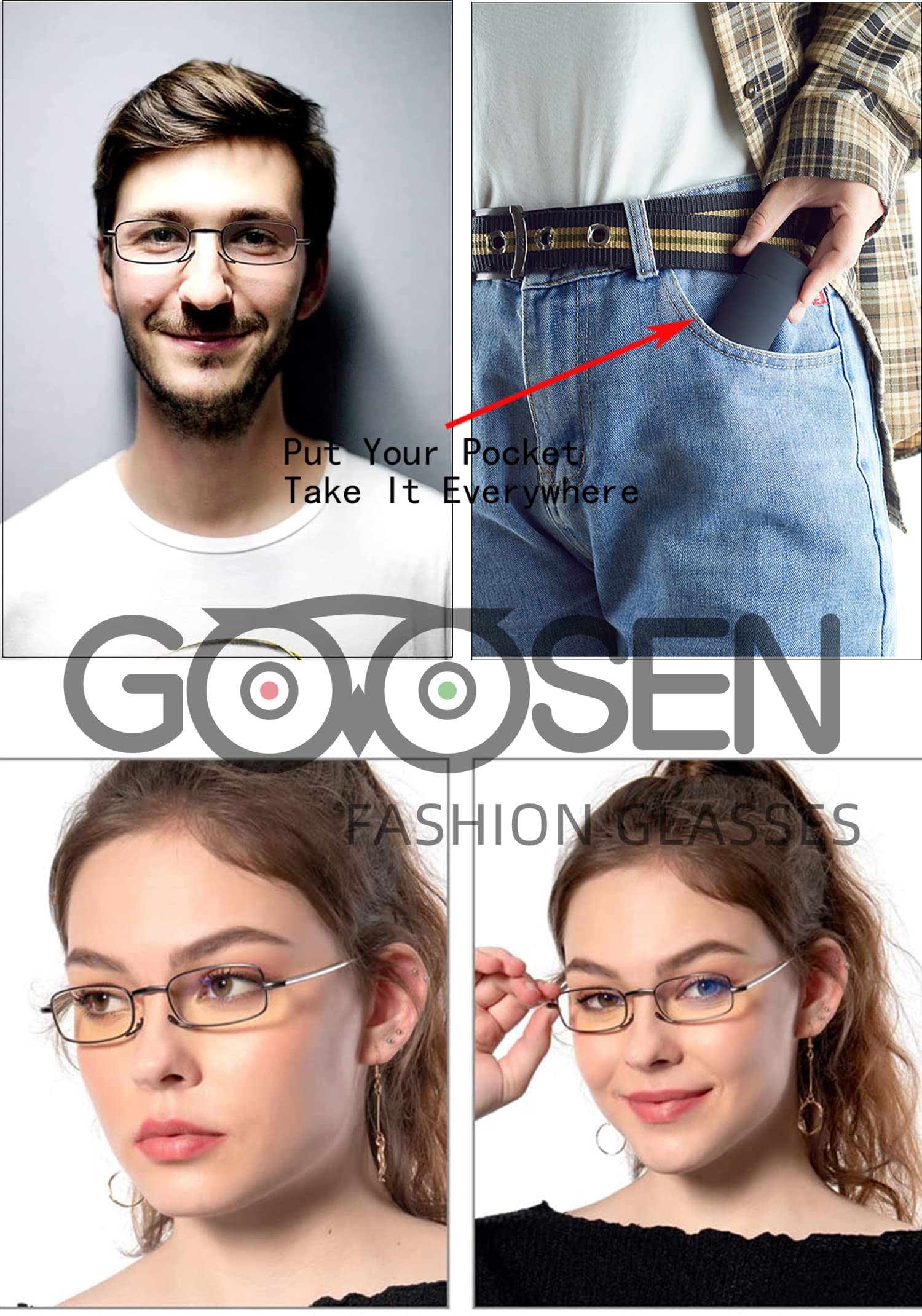 Blue Light Blocking Reading Glasses for Men & Women - Spring Hinge Folding Readers with Compact Hard Case - Perfect for Office, Travel & Nighttime Reading