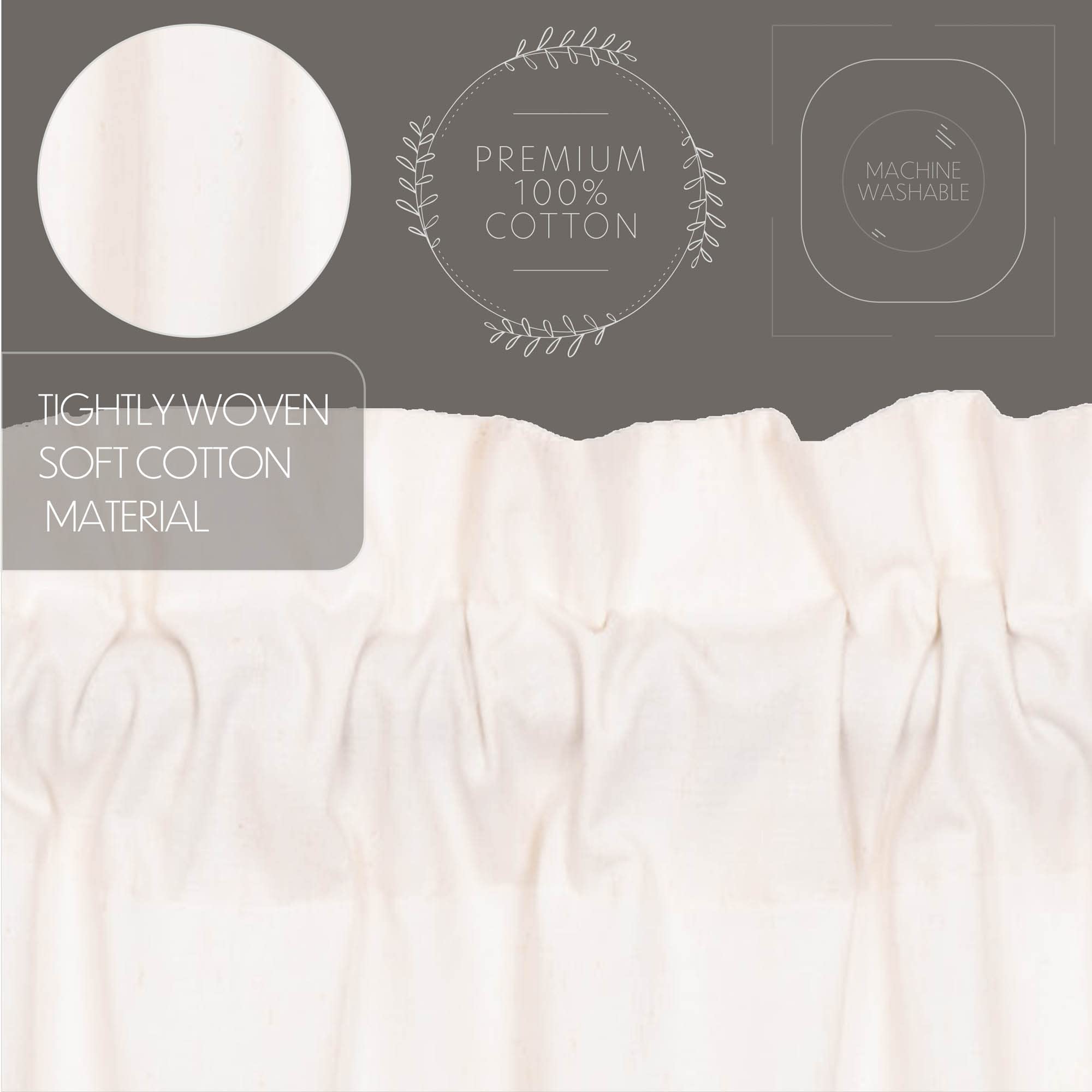 VHC Brands Simple Life Flax Solid Color Cotton Linen Blend Farmhouse Kitchen Curtains - 16x60 Inch Rod Pocket & Hanging Loops Valance in Antique White Light Creme | Rustic Window Treatment for Country Style Homes & Cozy Cafes