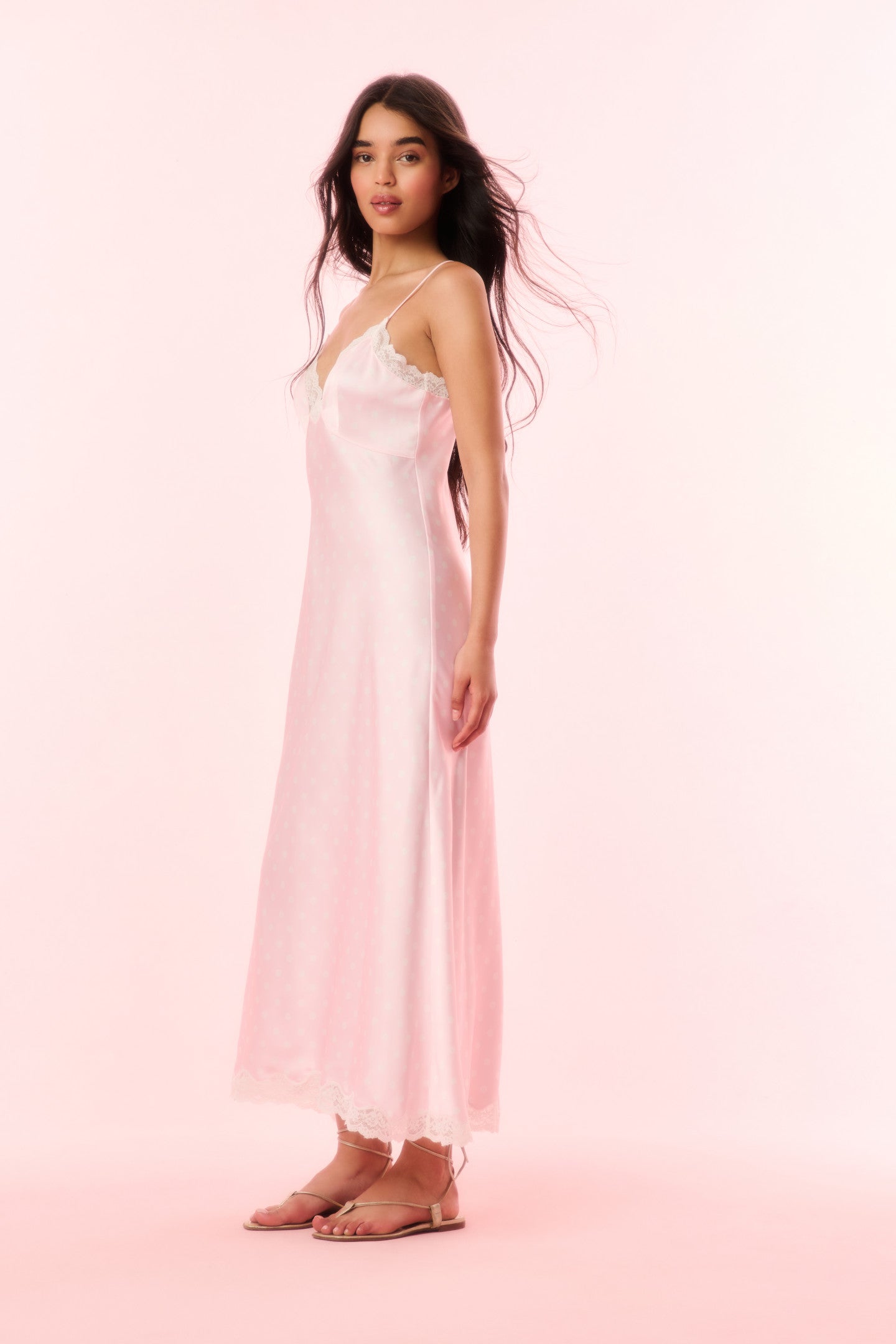 Manuela Satin Polkadot Slip Dress - SHELL PINK | Women's Elegant Party & Evening Wear | Perfect for Weddings, Date Nights & Special Occasions