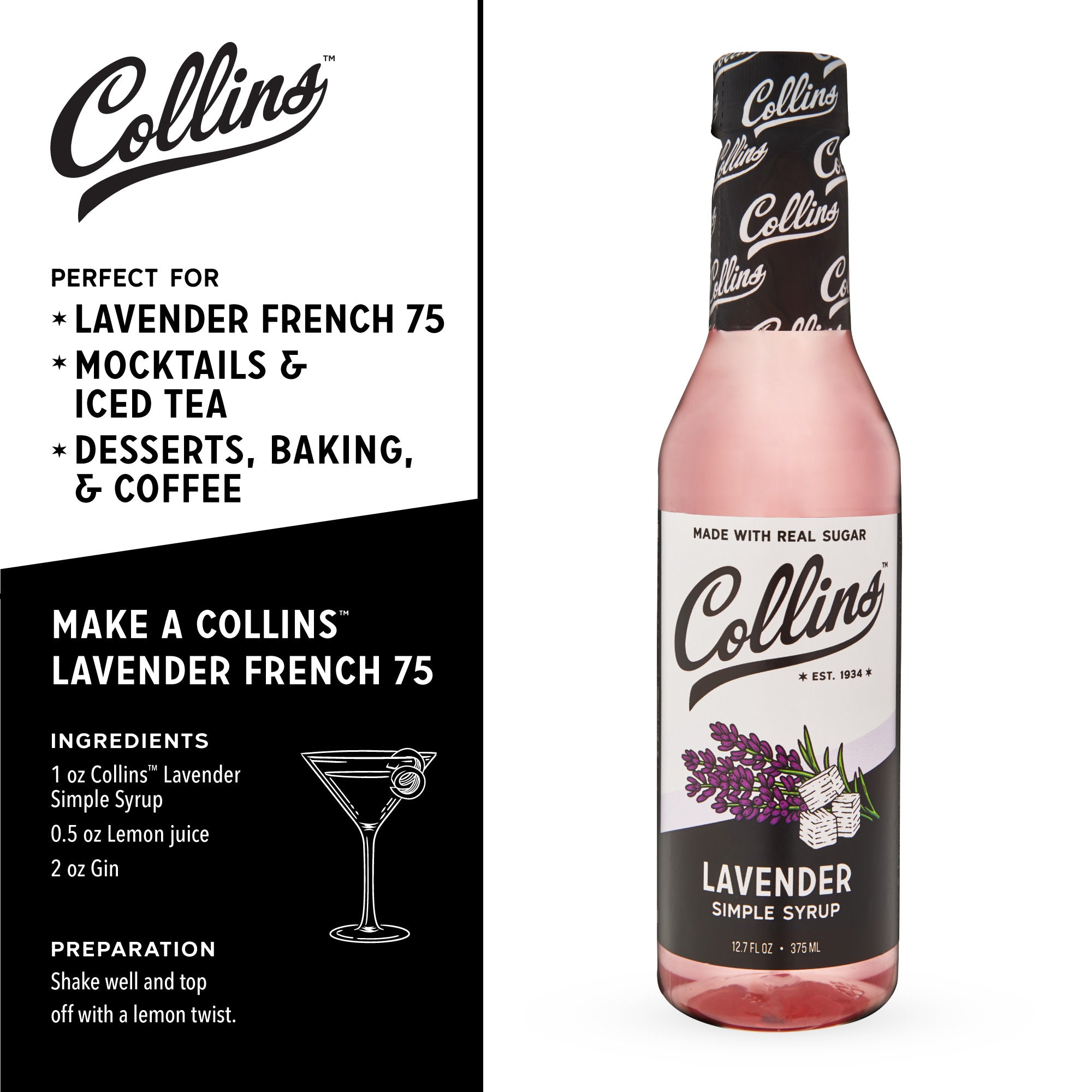 Organic Lavender Syrup 12.7 oz (375ml) - Premium Floral Flavor for Cocktails, Baking & Tea - Vegan, Gluten-Free, Non-GMO - Perfect for Mocktails, Desserts & Coffee Drinks