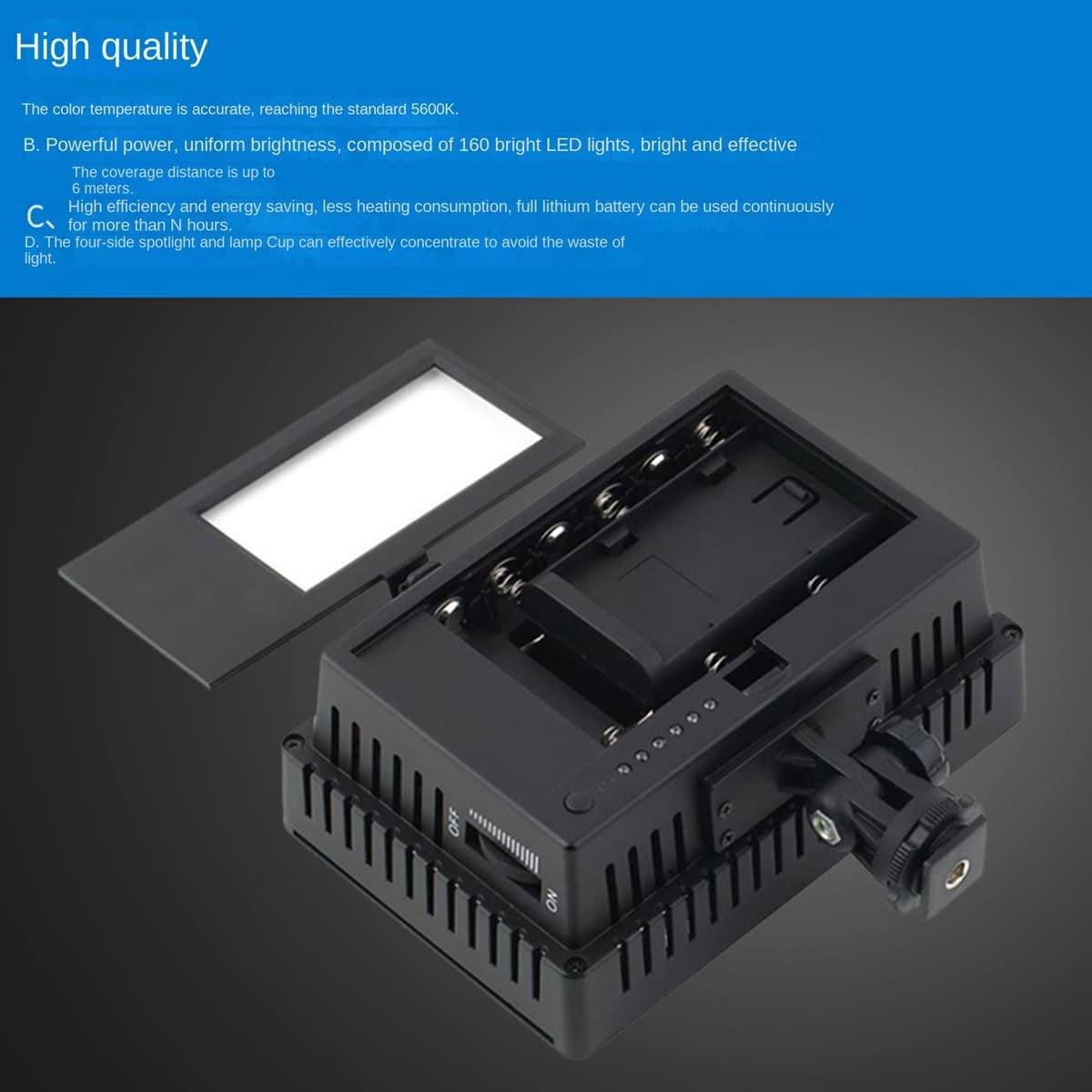 Josenidny 160 LED Photography Light - 5600K Daylight Balanced, 16-Level Dimmable Continuous Lighting for Studio, YouTube, Portrait & Product Photography