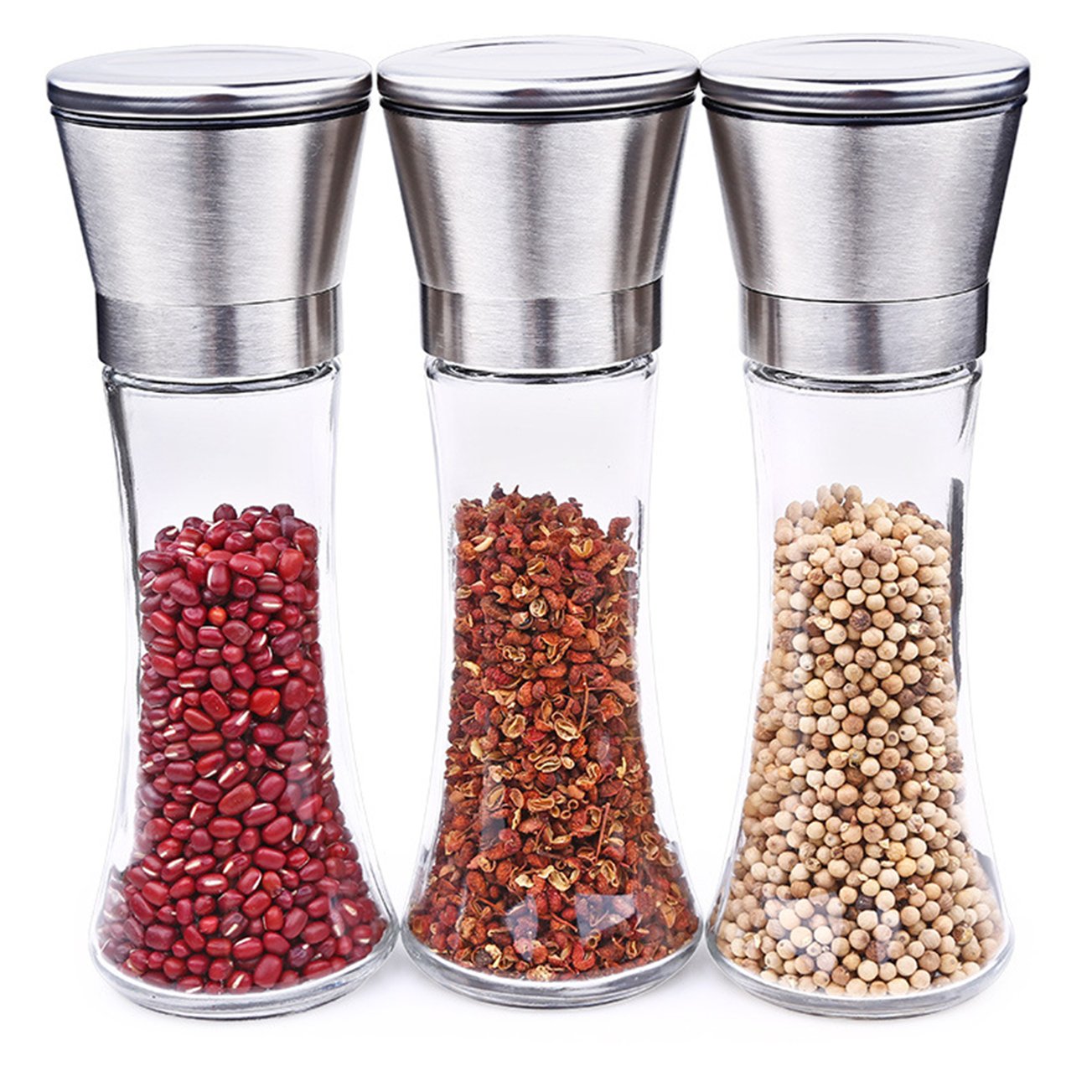 BlueSnail Stainless Steel Manual Salt and Pepper Grinder Set - Adjustable Coarseness, 7.5