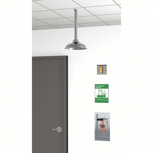 GBF1670 Recessed Emergency Shower with Exposed Shower Head - ANSI Compliant Safety Equipment for Laboratories & Industrial Workplaces
