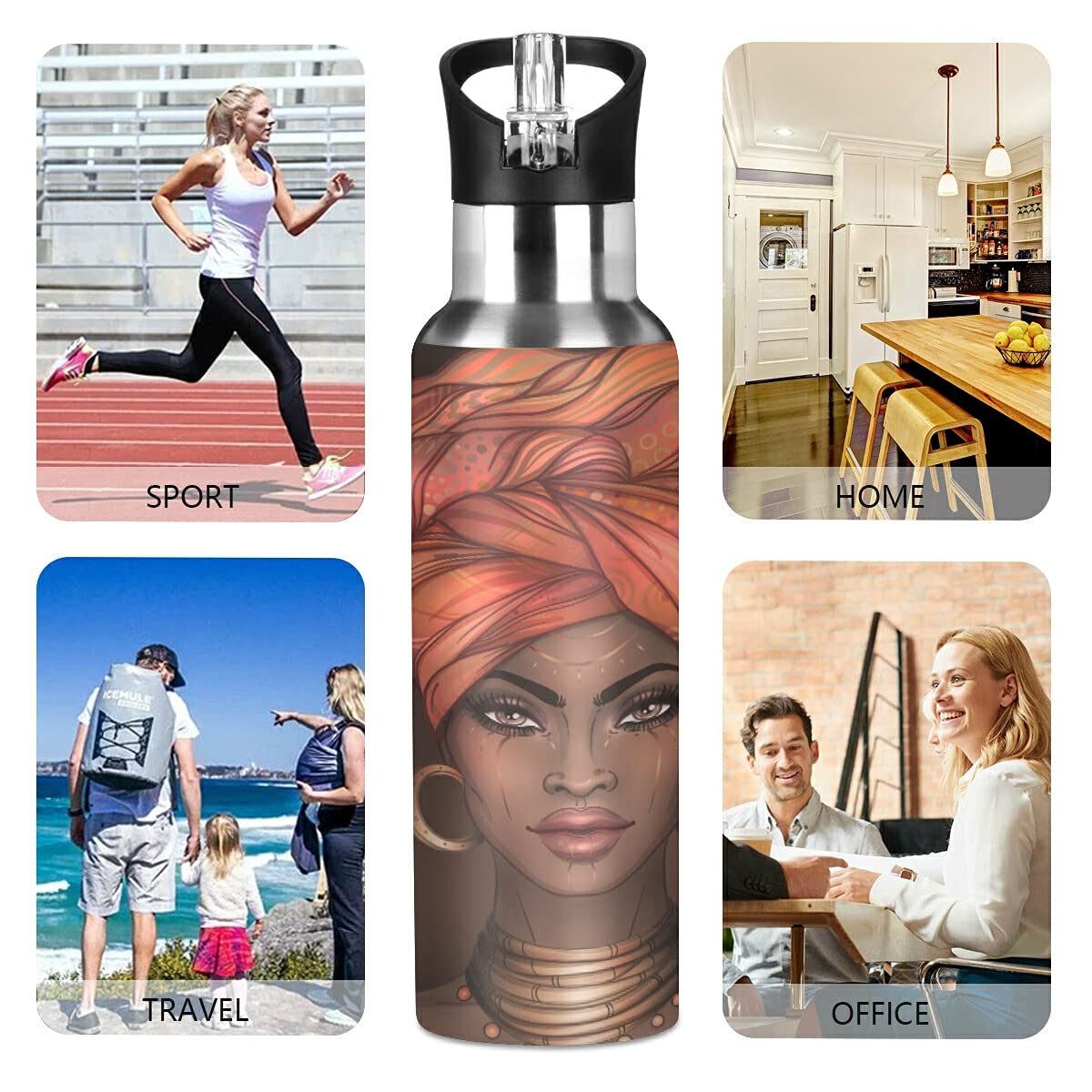 Vacuum Insulated Stainless Steel Water Bottle with Straw Lid - Leakproof for Sports & Coffee