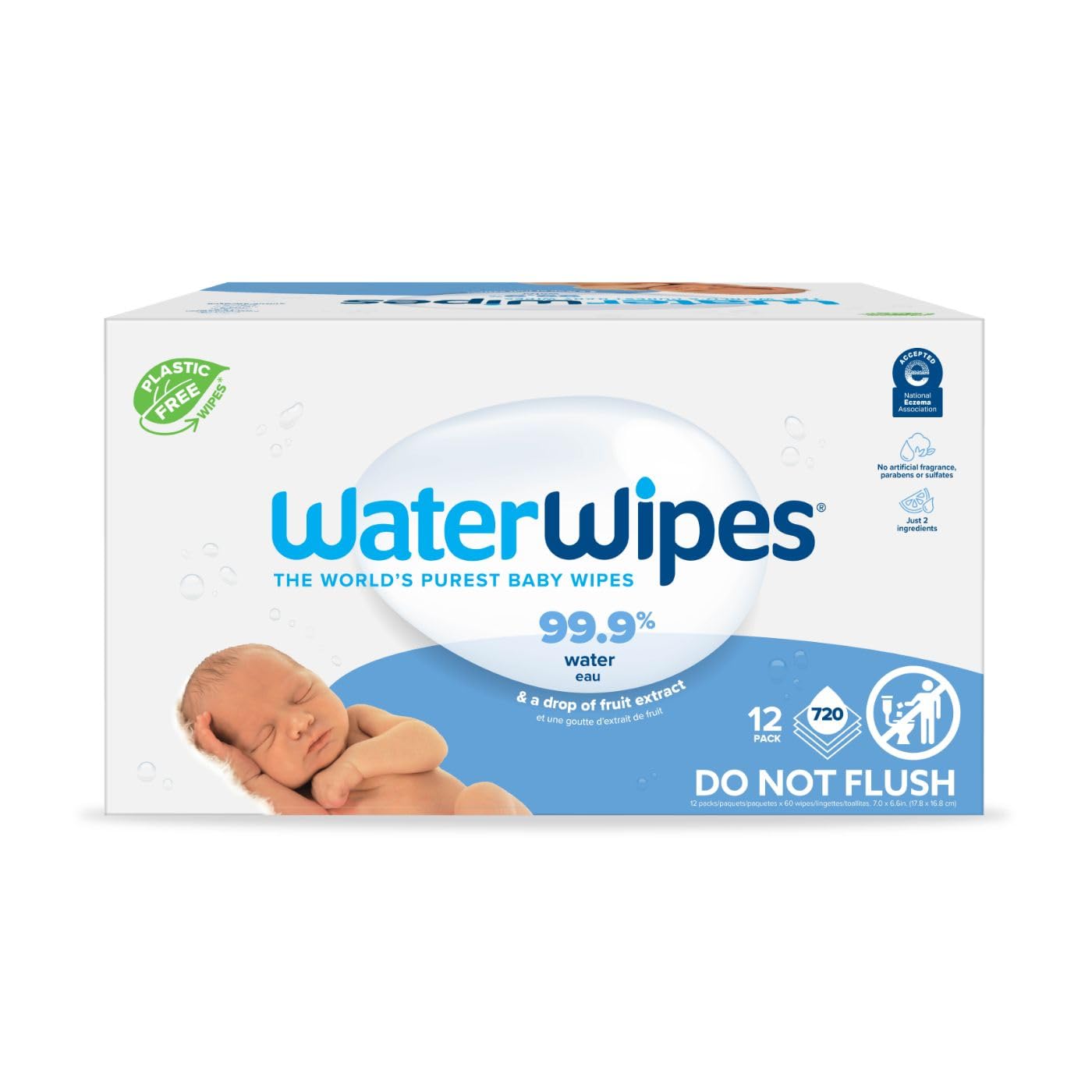 WaterWipes Plastic-Free Textured Baby Wipes for Sensitive Skin | 99.9% Water-Based, Hypoallergenic & Eco-Friendly | Gentle Cleansing for Newborns, Toddlers & Diaper Changes | Perfect for On-the-Go, Travel & Nursery Use
