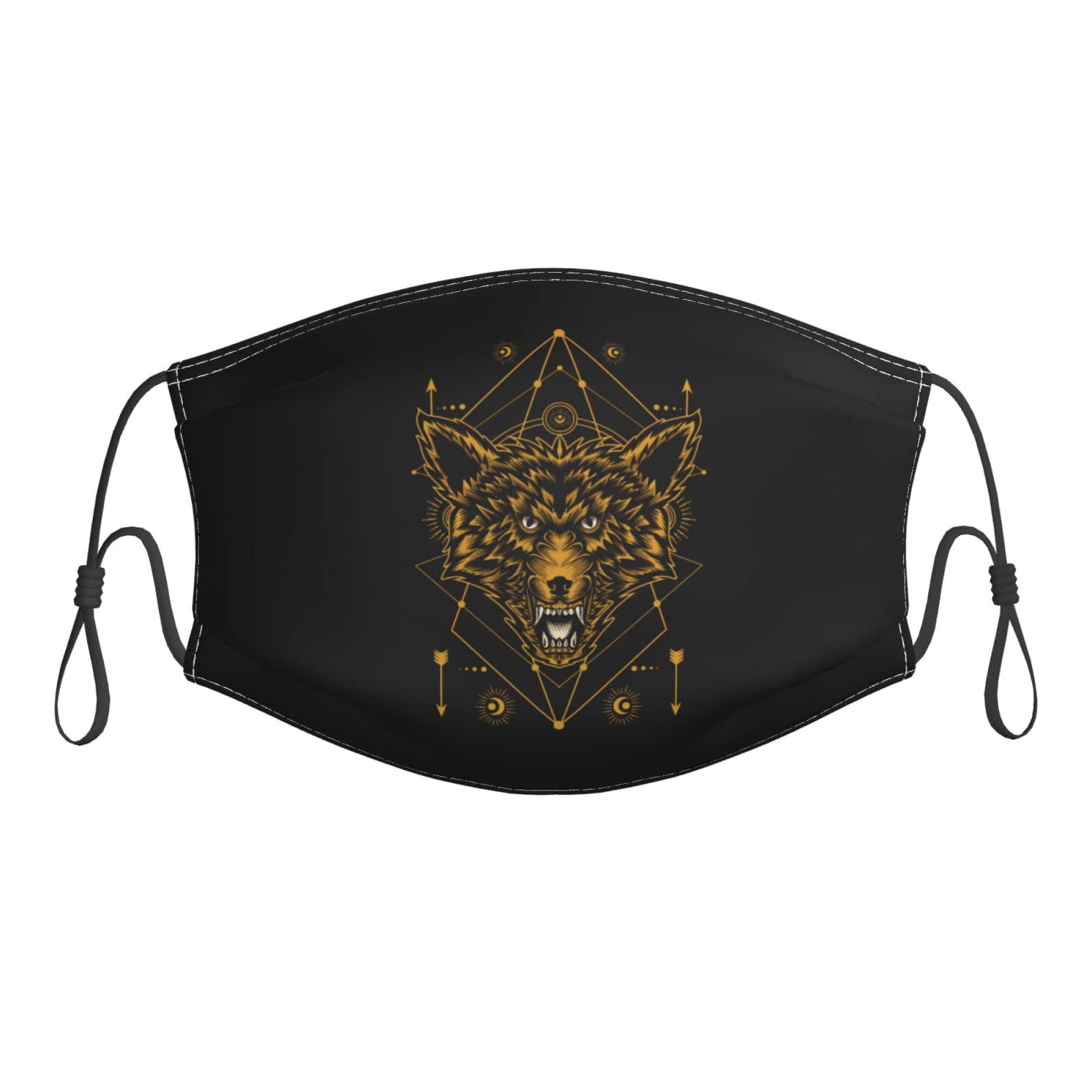 Angry Wolf Face Mask - Reusable Dust Mask with Filter, Adjustable Unisex Design for Outdoor Activities, Cycling & Air Pollution Protection