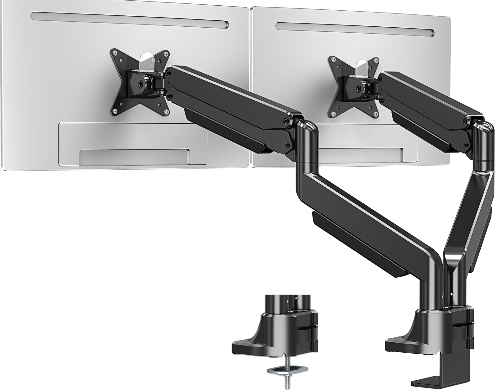 MOUNTUP Dual Monitor Arm Stand for 17-42 Inch Ultrawide Screens - Heavy Duty Gas Spring Desk Mount with VESA 75x75/100x100 - Holds 6.6-33 lbs per Monitor - Clamp/Grommet Base - Perfect for Home Office, Gaming Setup & Workstation Ergonomics