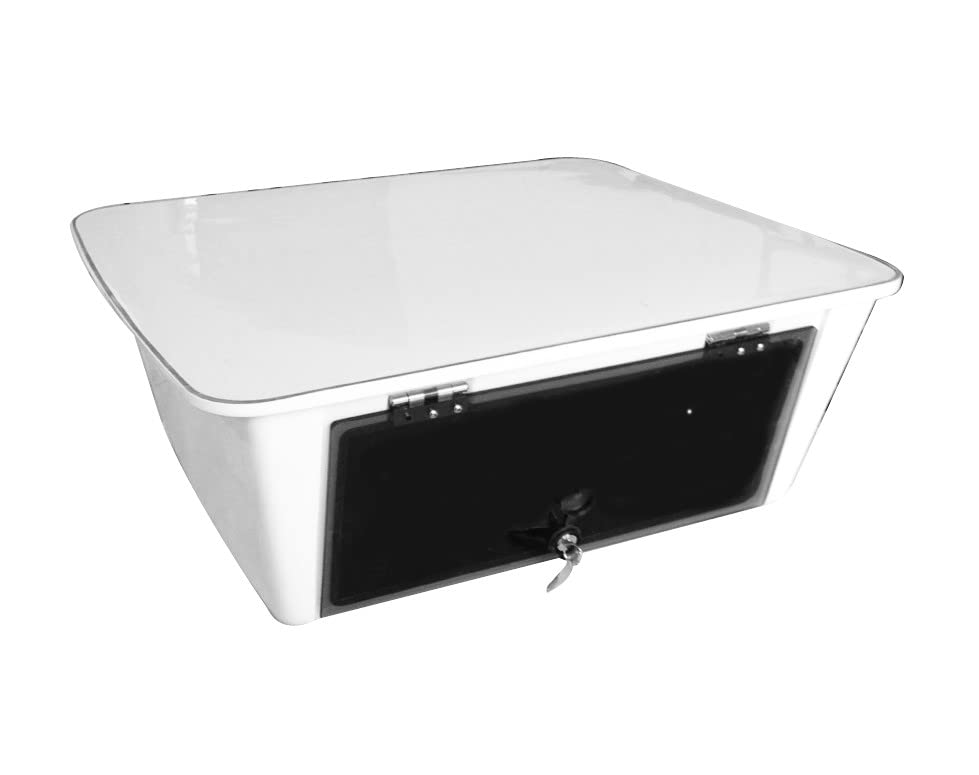 Dolphin T-Top Marine Electronics Box - Waterproof Fiberglass Storage for Fishing Boats with Locking Smoked Glass, Stereo Radio Head Compartment (25