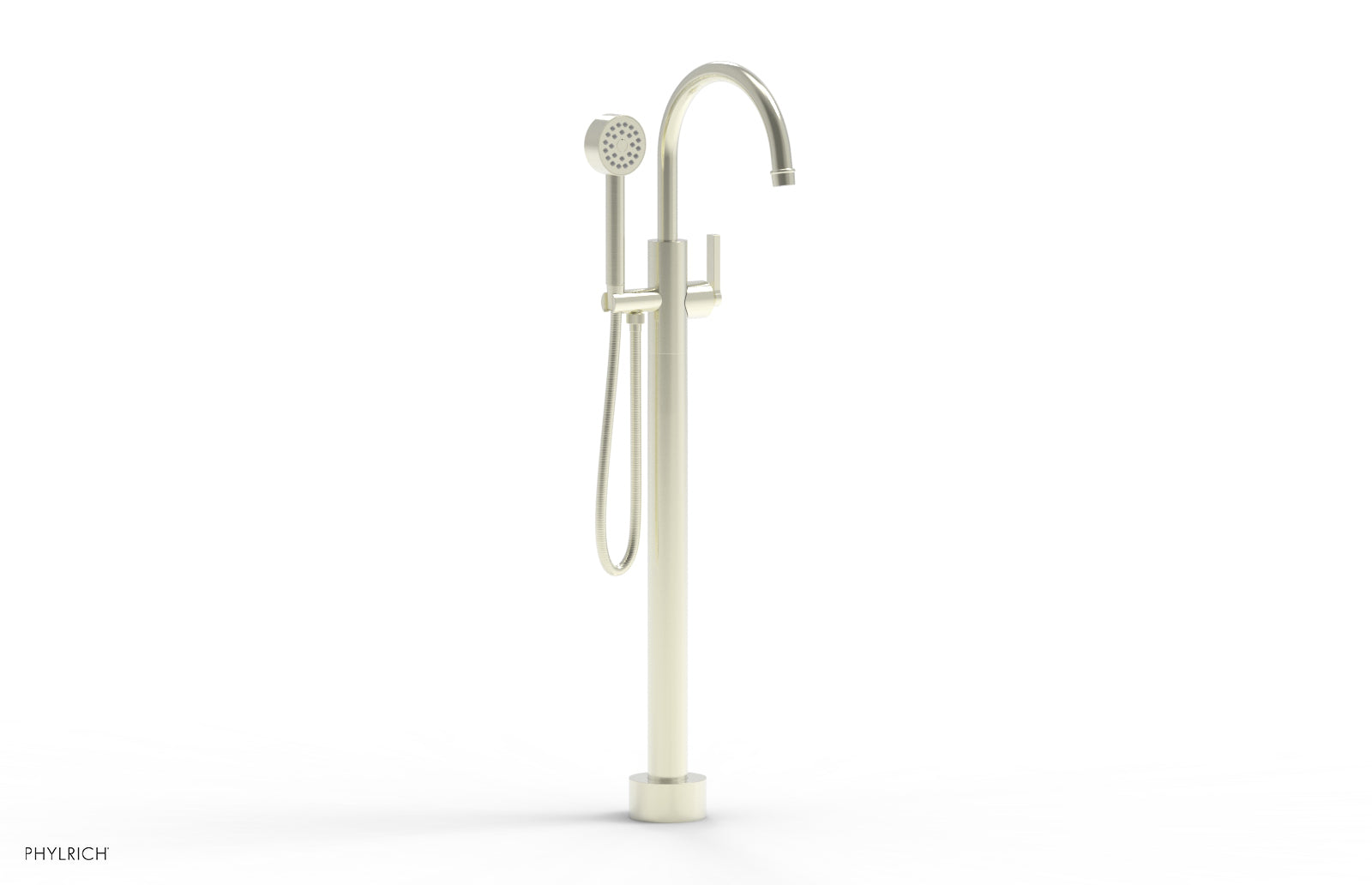 HEX MODERN Tall Floor Mount Tub Filler with Lever Handle & Hand Shower - Model 501 47 01 - Perfect for Luxury Bathroom Renovations and Spa-Like Showers