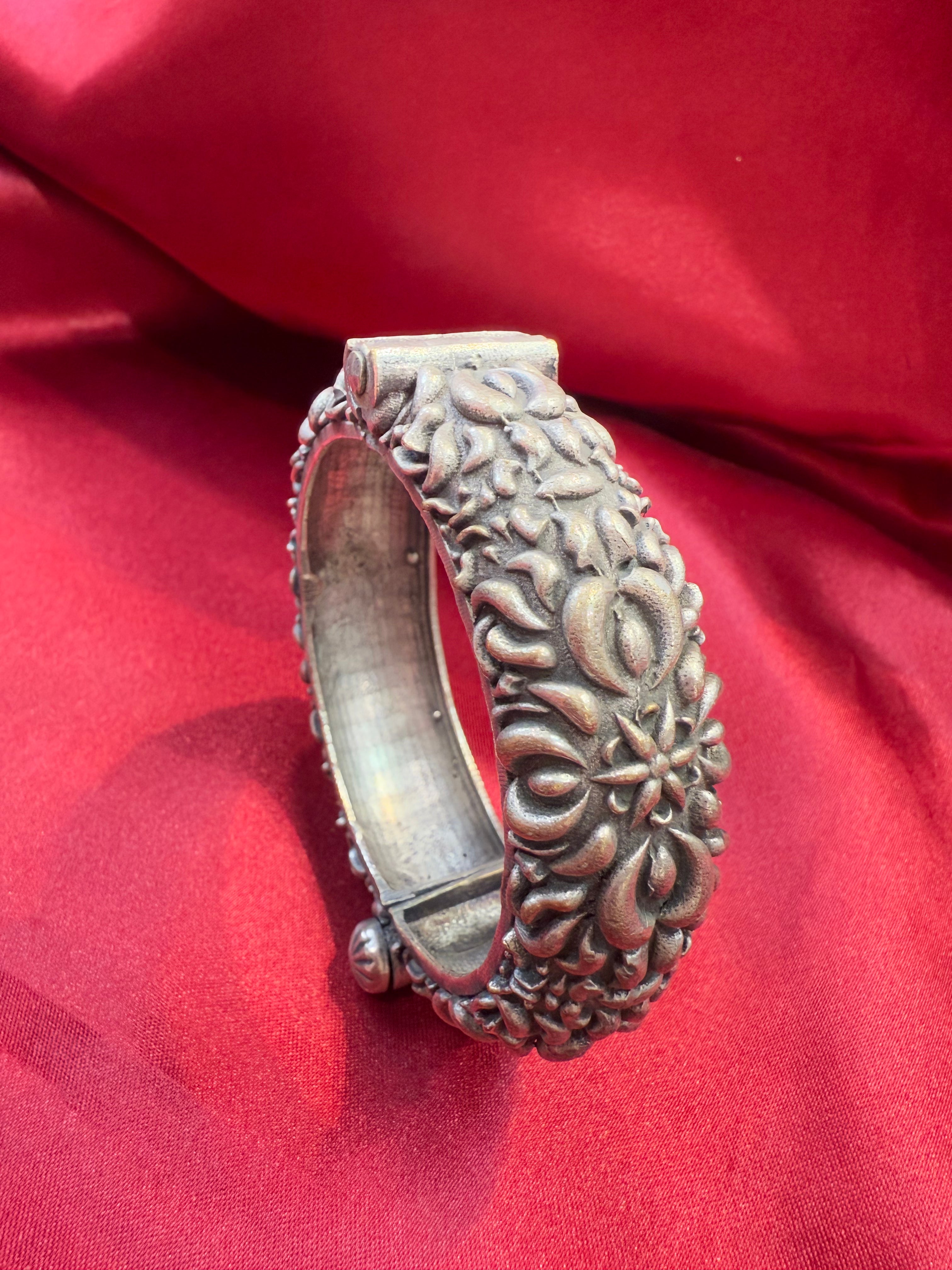 Handmade Tribal Oxidized Silver Ethnic Open Bridal Kada Cuff Bracelet for Women - Boho Wedding Jewelry, Festival Accessory & Cultural Gift